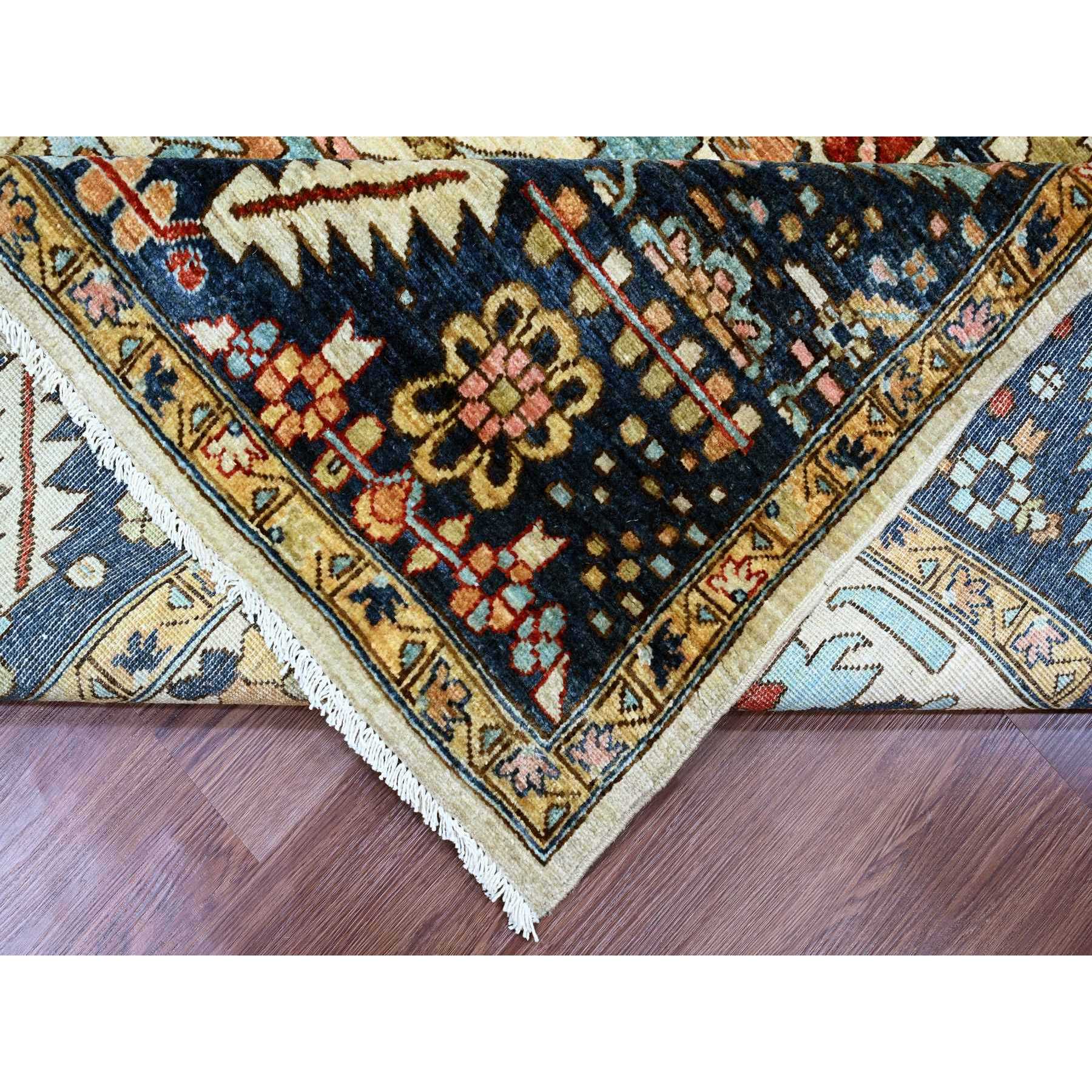 8'x10' Pristine White, Peshawar Serapi Heriz All Over Design, Vegetable Dyes, High Mountain Wool, Hand Knotted, Oriental Rug Sh20177