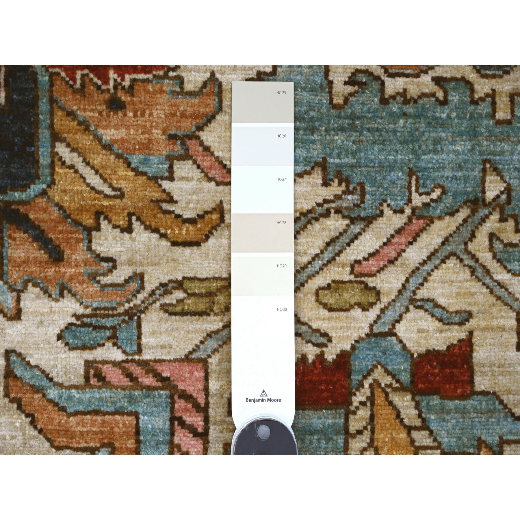 8'x10' Pristine White, Peshawar Serapi Heriz All Over Design, Vegetable Dyes, High Mountain Wool, Hand Knotted, Oriental Rug Sh20177
