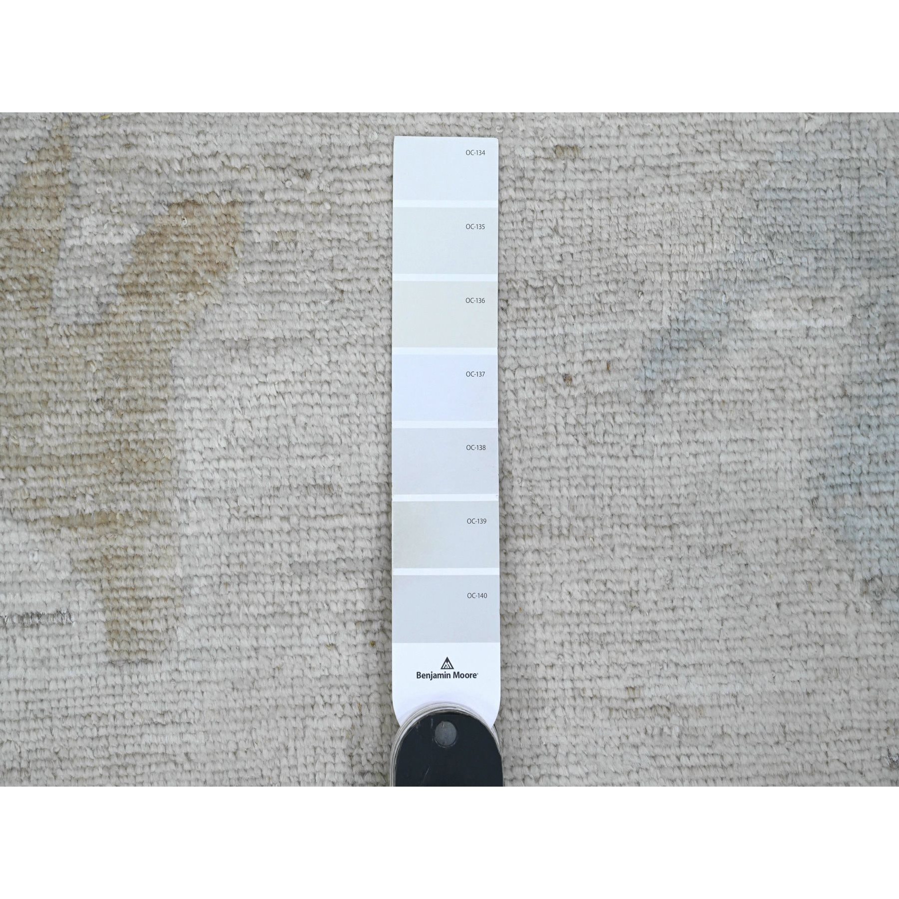 12'x17'4" Cotton White, Afghan Angora Oushak with Large Leaf Design, Hand Knotted, Vegetable Dyes, 100% Wool, Oversized, Oriental Rug Sh20181