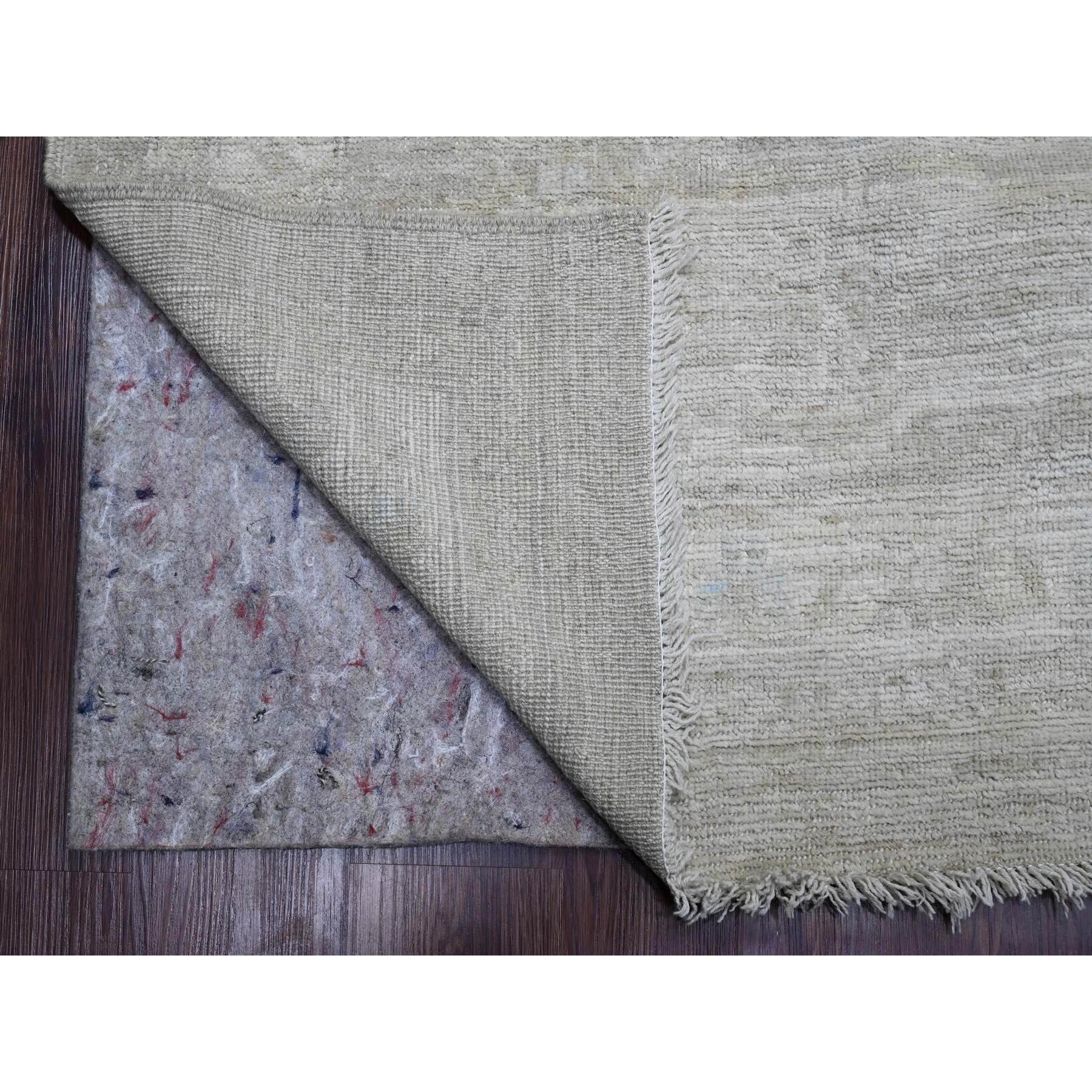 14'x19'6" Pastel Gray, Natural Dyes, Afghan Angora Oushak with Geometric Leaf Design, Hand Knotted, 100% Wool, Oversized, Oriental Rug Sh20183