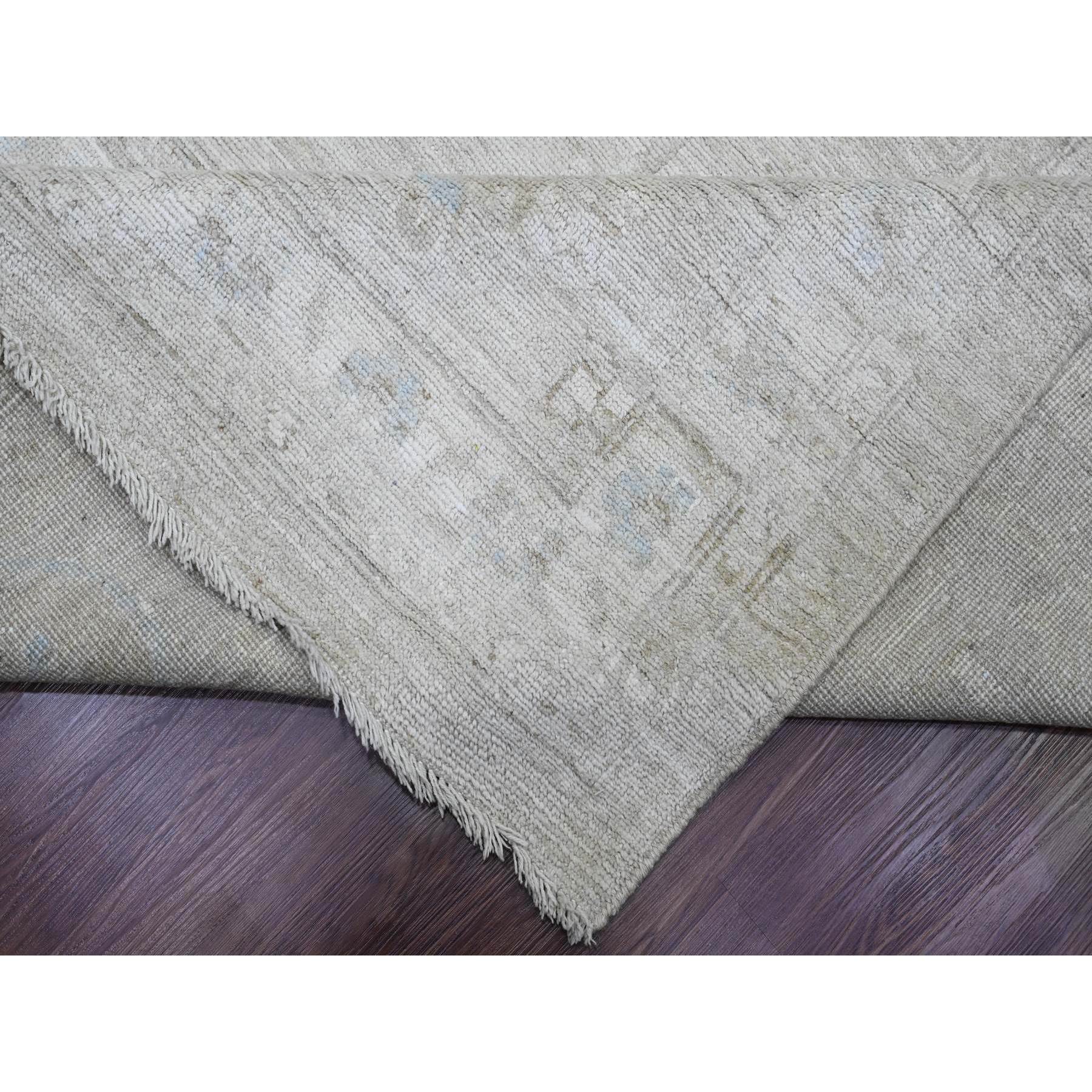 14'x19'6" Pastel Gray, Natural Dyes, Afghan Angora Oushak with Geometric Leaf Design, Hand Knotted, 100% Wool, Oversized, Oriental Rug Sh20183