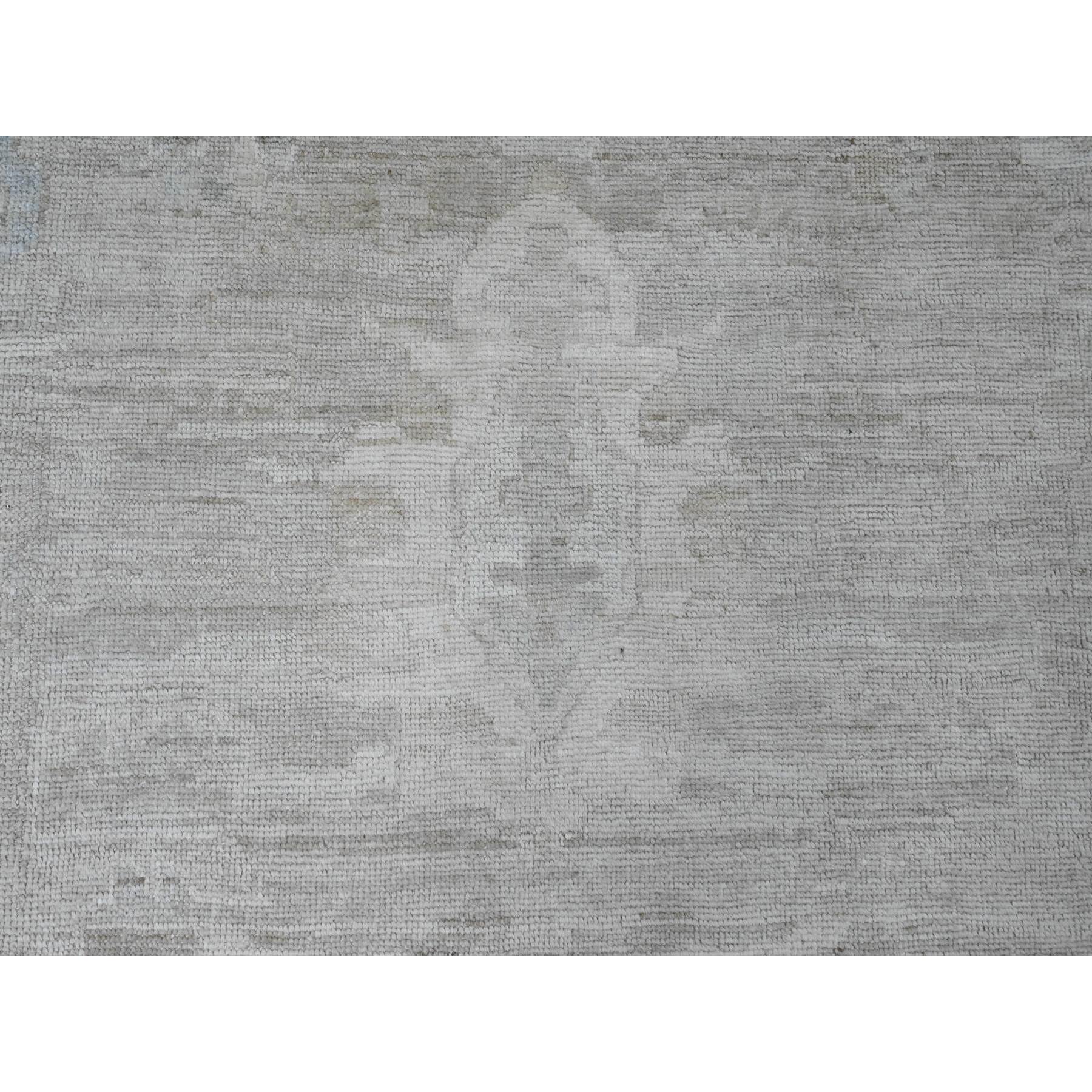 14'x19'6" Pastel Gray, Natural Dyes, Afghan Angora Oushak with Geometric Leaf Design, Hand Knotted, 100% Wool, Oversized, Oriental Rug Sh20183