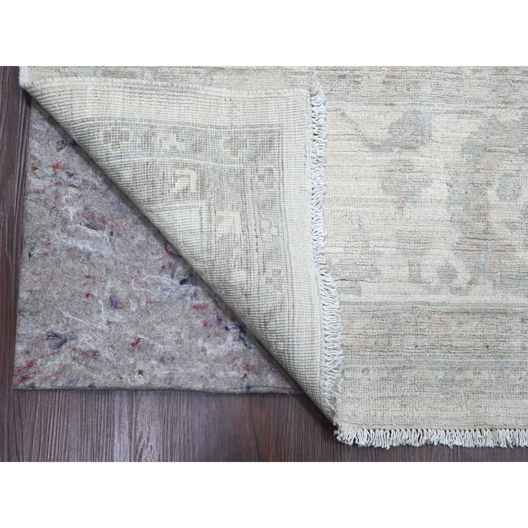 10'x13'8" Cotton White, Washed Out Peshawar with All Over Pattern, Natural Dyes, 100% Wool, Hand Knotted, Oriental Rug Sh20185