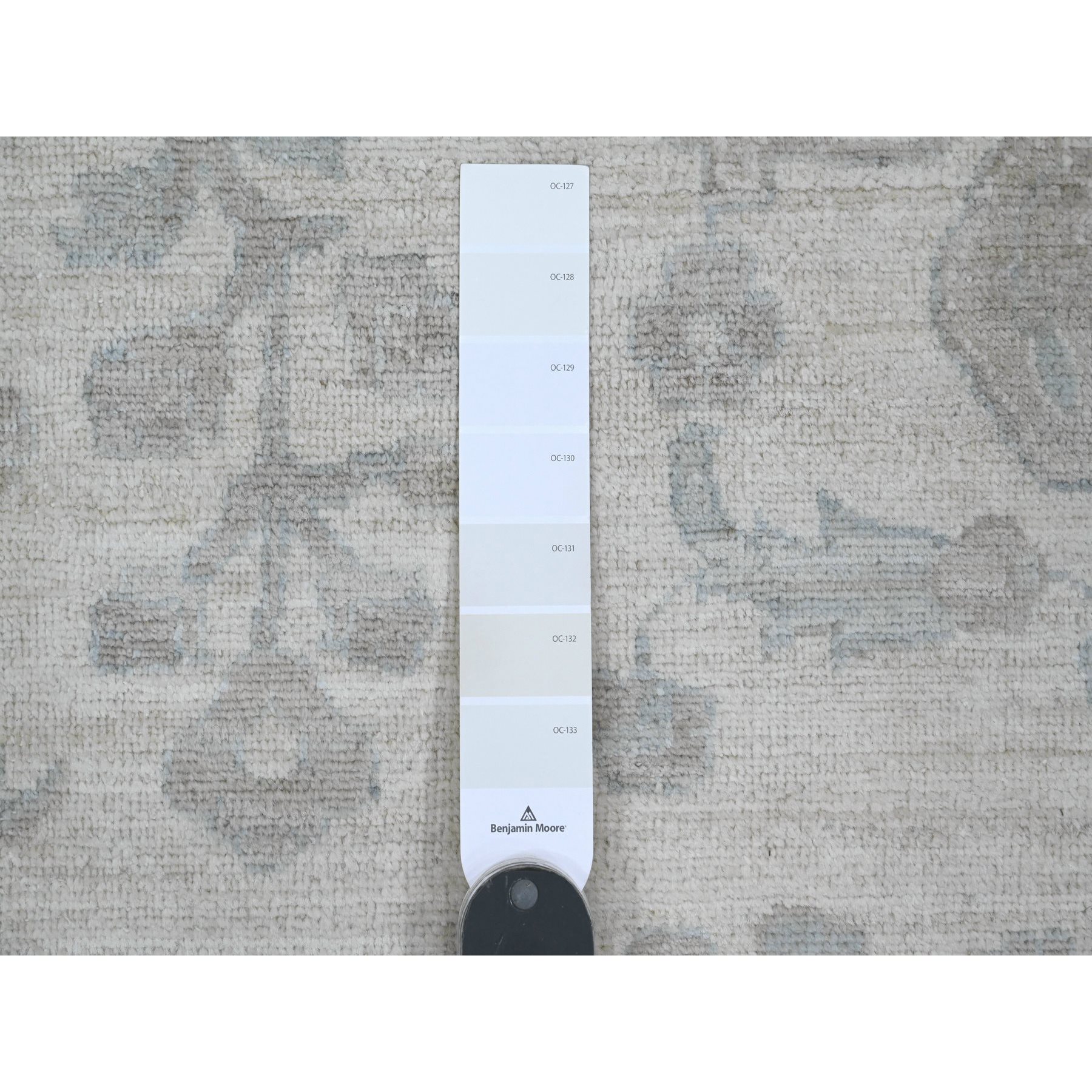 10'x13'8" Cotton White, Washed Out Peshawar with All Over Pattern, Natural Dyes, 100% Wool, Hand Knotted, Oriental Rug Sh20185