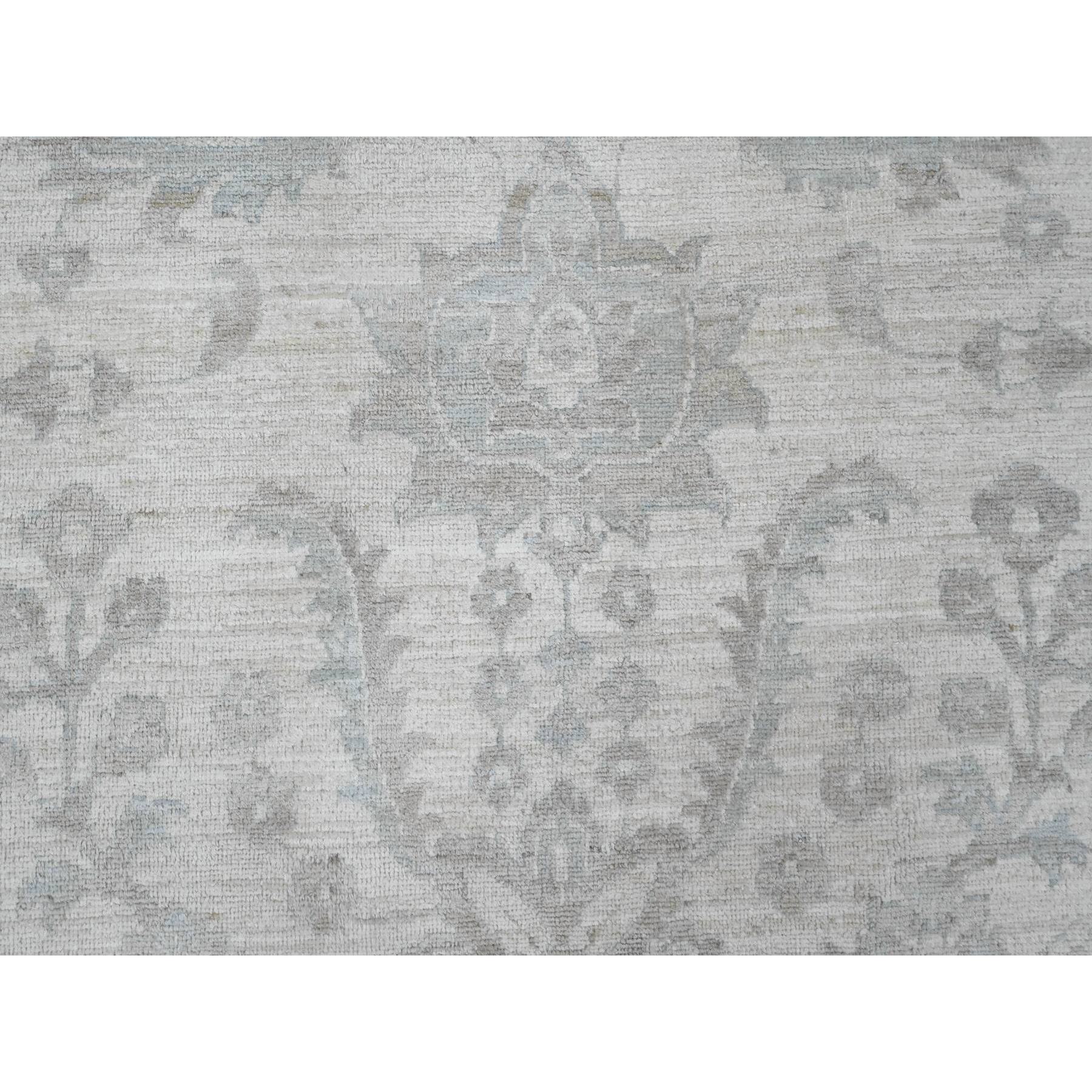 10'x13'8" Cotton White, Washed Out Peshawar with All Over Pattern, Natural Dyes, 100% Wool, Hand Knotted, Oriental Rug Sh20185