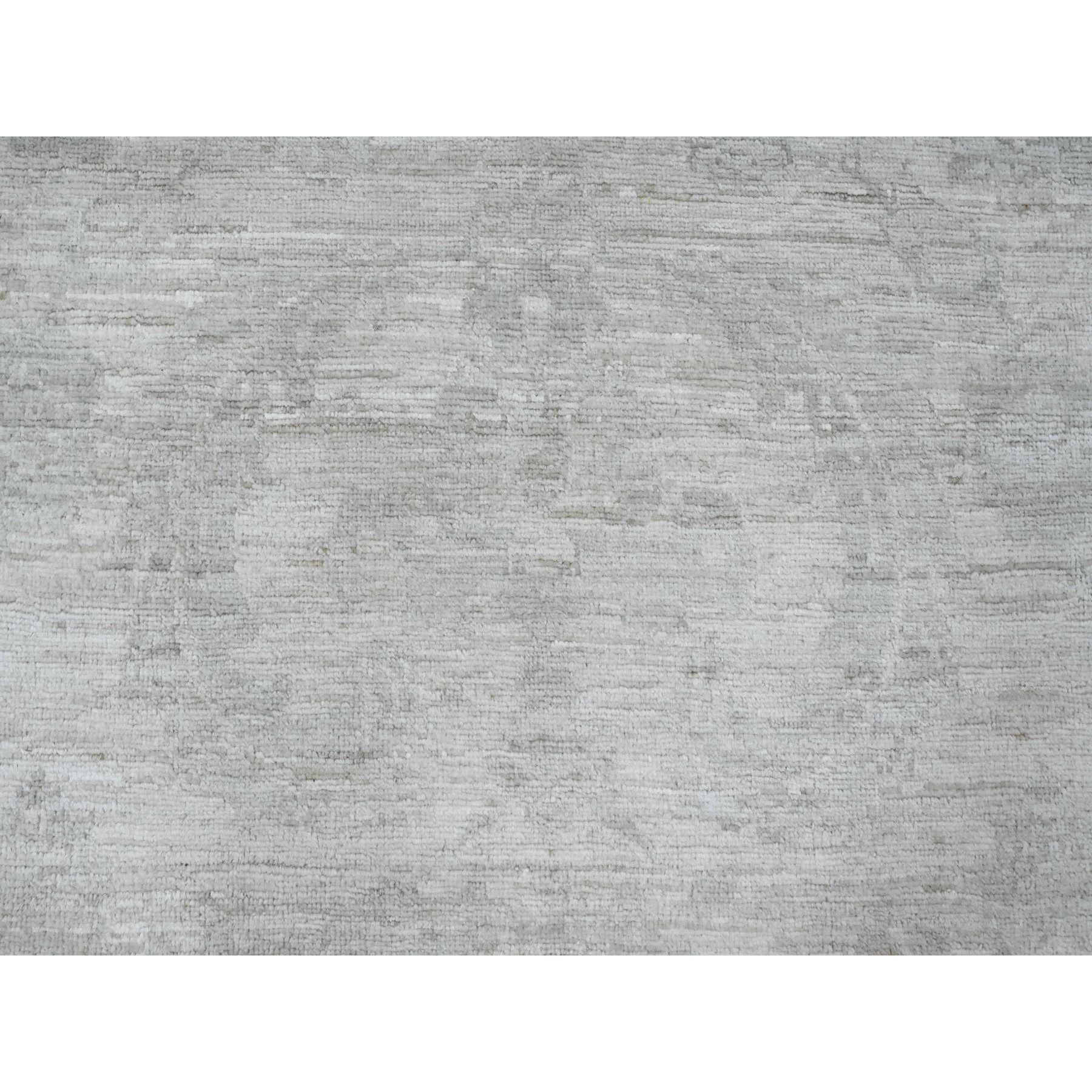8'9"x11'5" Bone White, 100% Wool, Stone Washed Peshawar with Faded Out Leaf Design, Hand Knotted, Veggie Dyes, Oriental Rug Sh20186