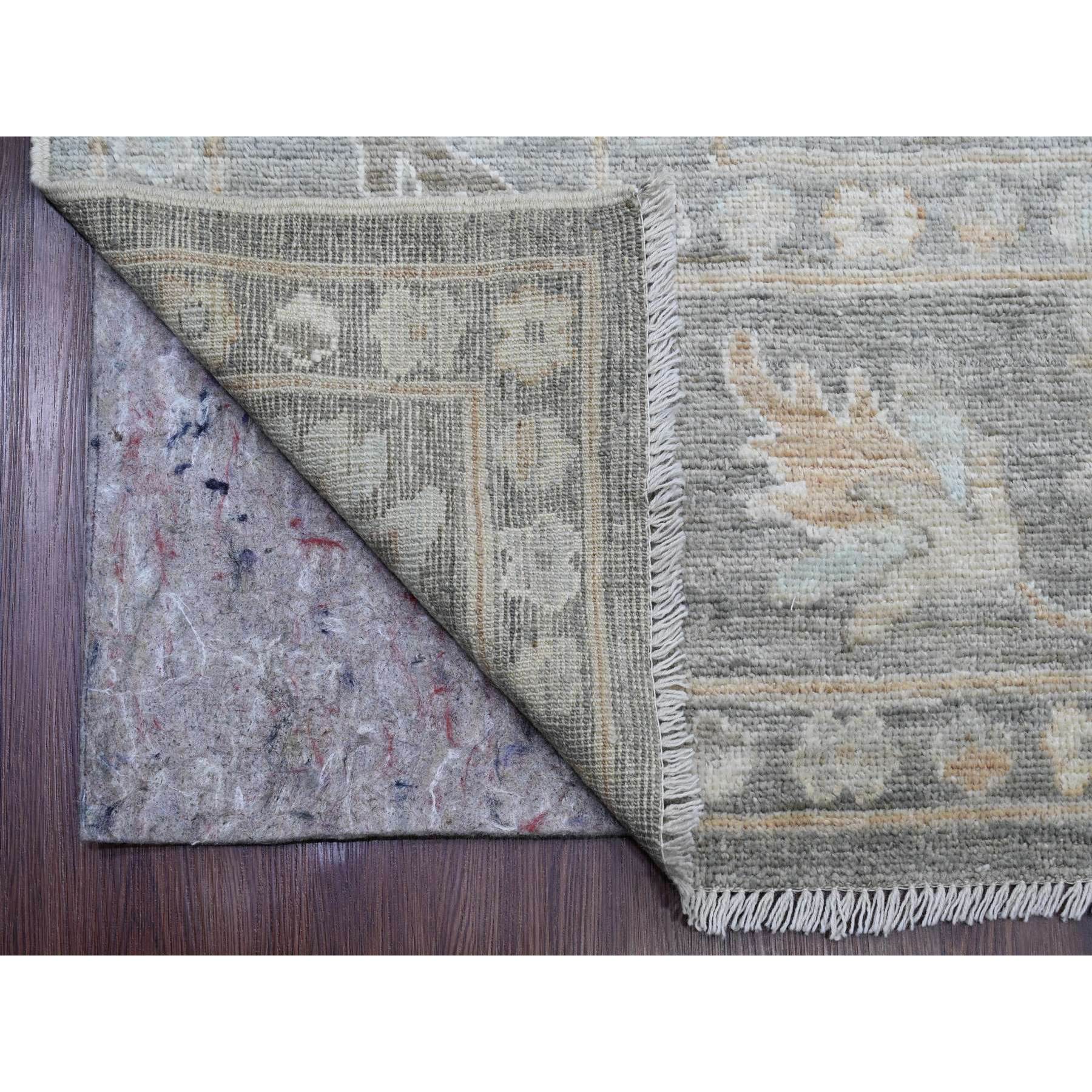 9'2"x11'8" Dim Gray, Afghan Angora Oushak with All Over Leaf Design, Natural Dyes, Hand Knotted, 100% Wool, Oriental Rug Sh20189