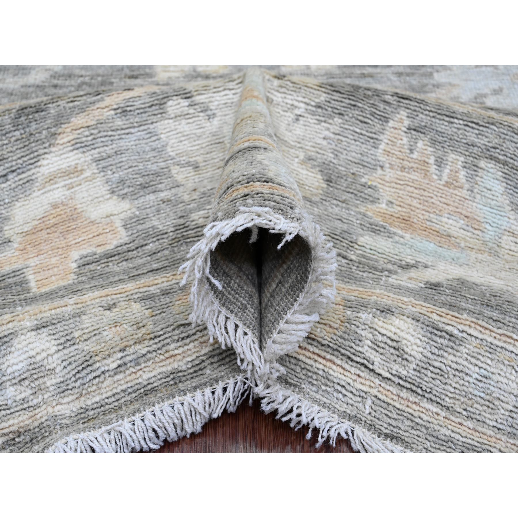 9'2"x11'8" Dim Gray, Afghan Angora Oushak with All Over Leaf Design, Natural Dyes, Hand Knotted, 100% Wool, Oriental Rug Sh20189