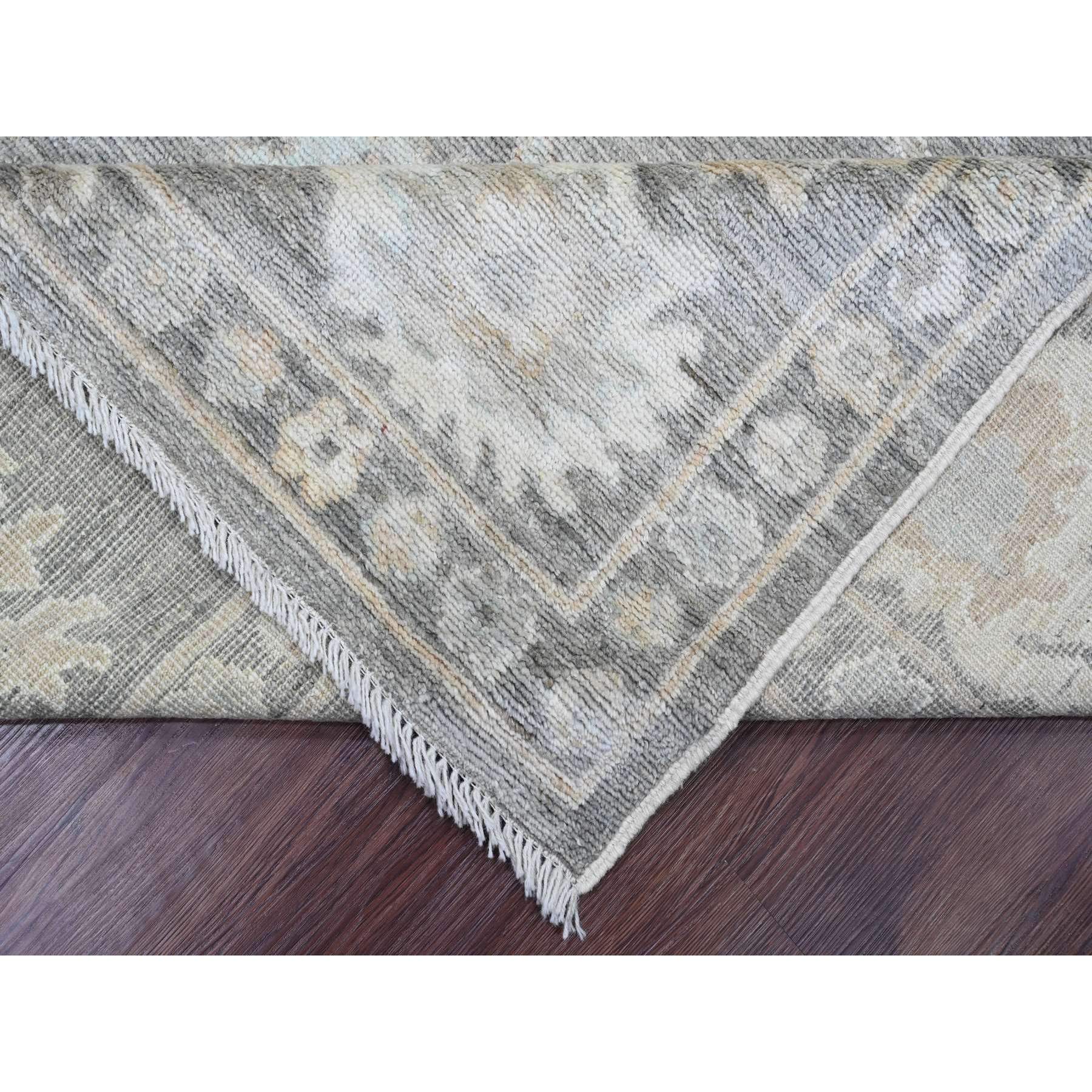 9'2"x11'8" Dim Gray, Afghan Angora Oushak with All Over Leaf Design, Natural Dyes, Hand Knotted, 100% Wool, Oriental Rug Sh20189