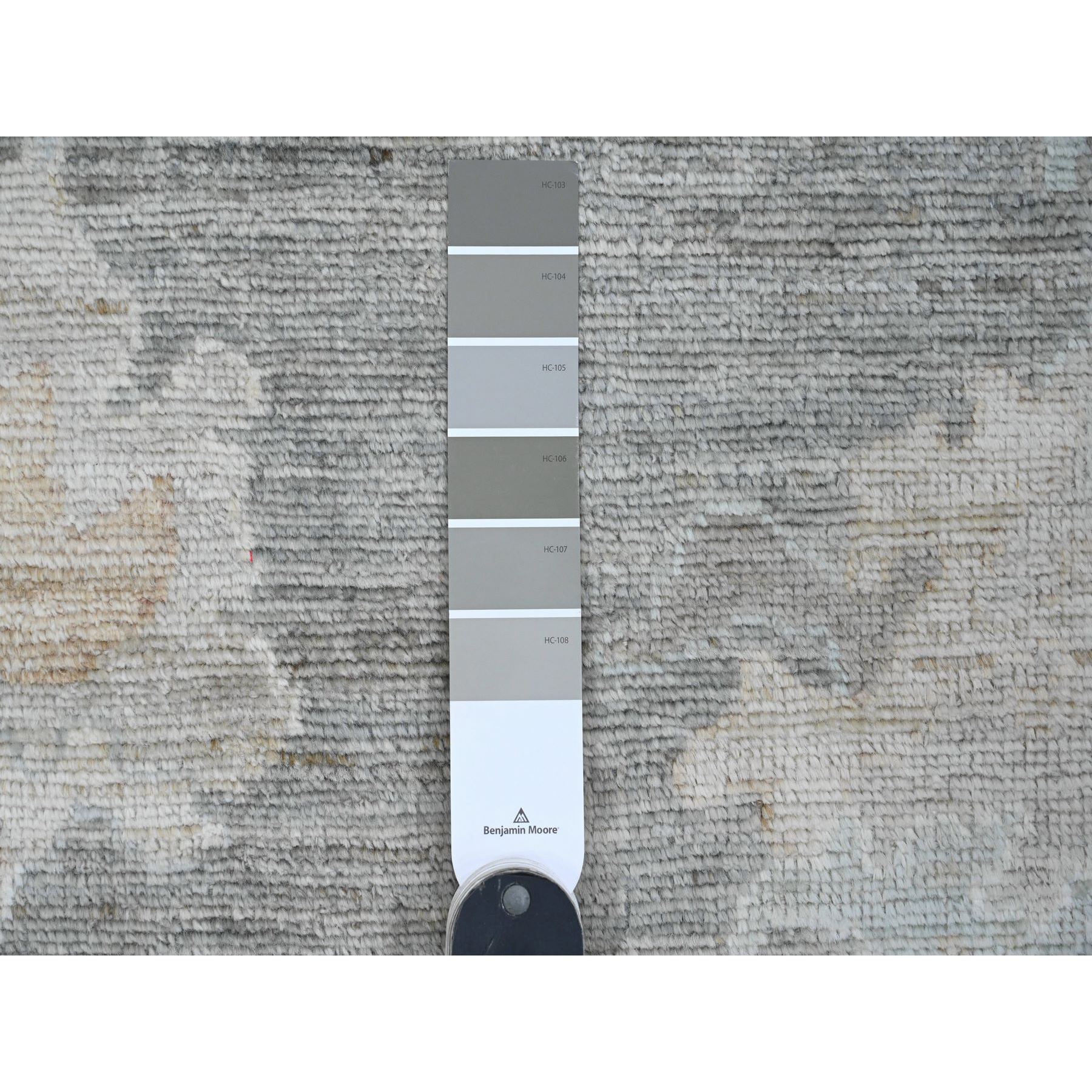 9'2"x11'8" Dim Gray, Afghan Angora Oushak with All Over Leaf Design, Natural Dyes, Hand Knotted, 100% Wool, Oriental Rug Sh20189
