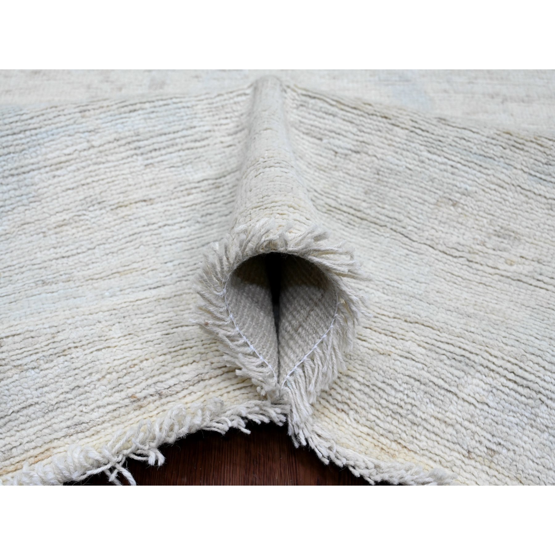 9'10"x13'3" Oyster White, Afghan Angora Oushak with All Over Design, Veggie Dyes, Hand Knotted, Pure Wool, Oriental Rug Sh20190