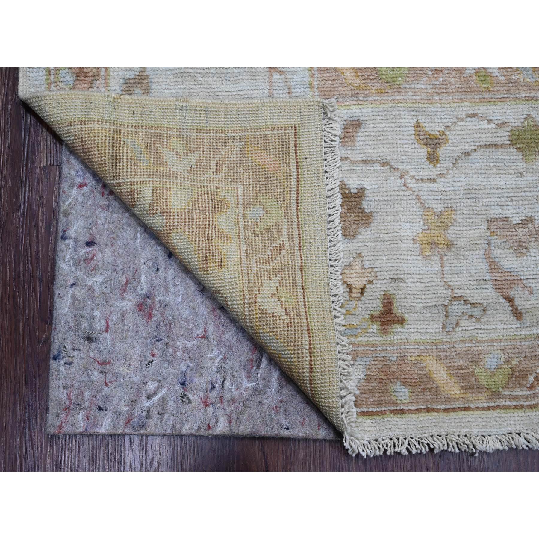 9'2"x12' Bone White, Afghan Angora Oushak with All Over Leaf Design, Hand Knotted, 100% Wool, Veggie Dyes, Oriental Rug Sh20193