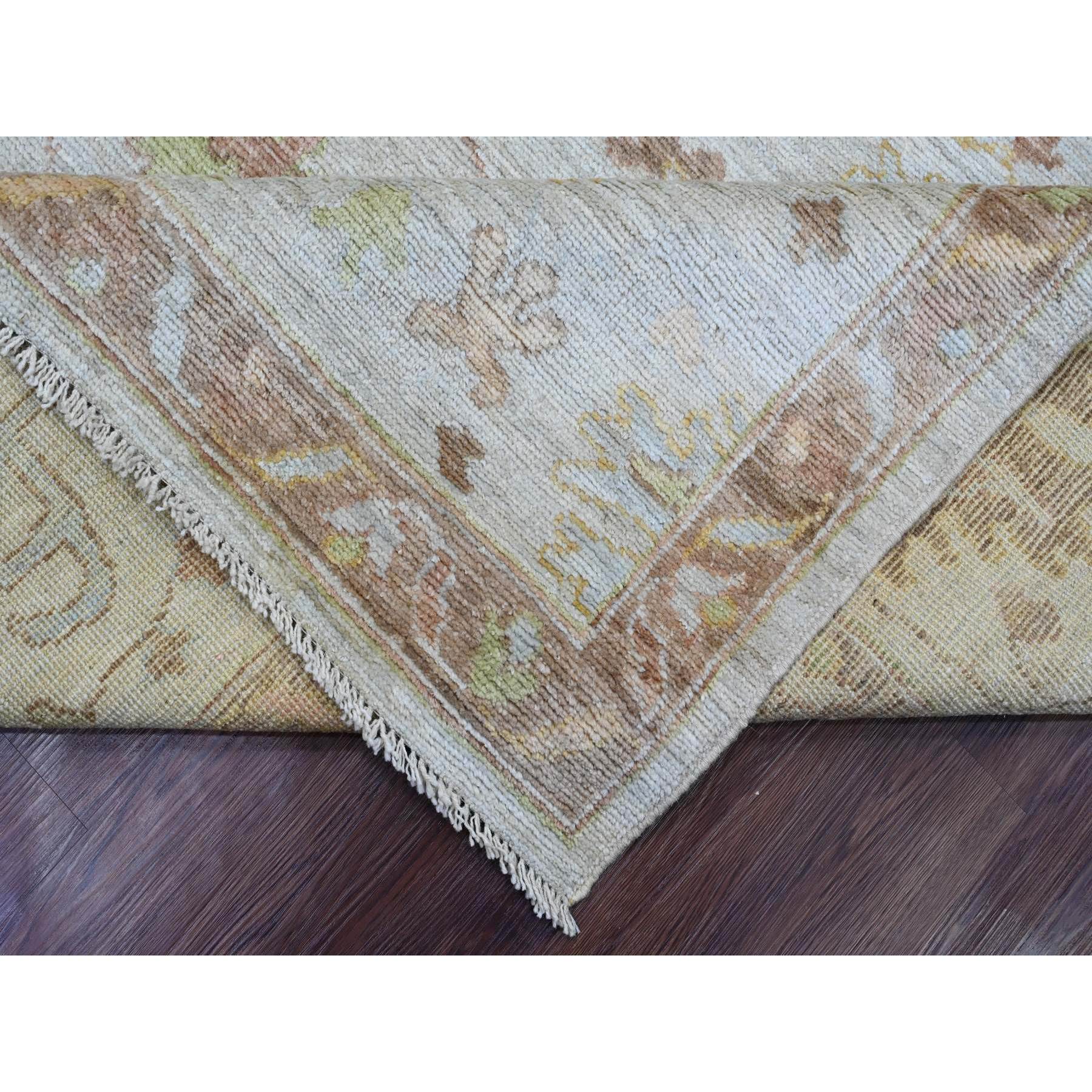 9'2"x12' Bone White, Afghan Angora Oushak with All Over Leaf Design, Hand Knotted, 100% Wool, Veggie Dyes, Oriental Rug Sh20193