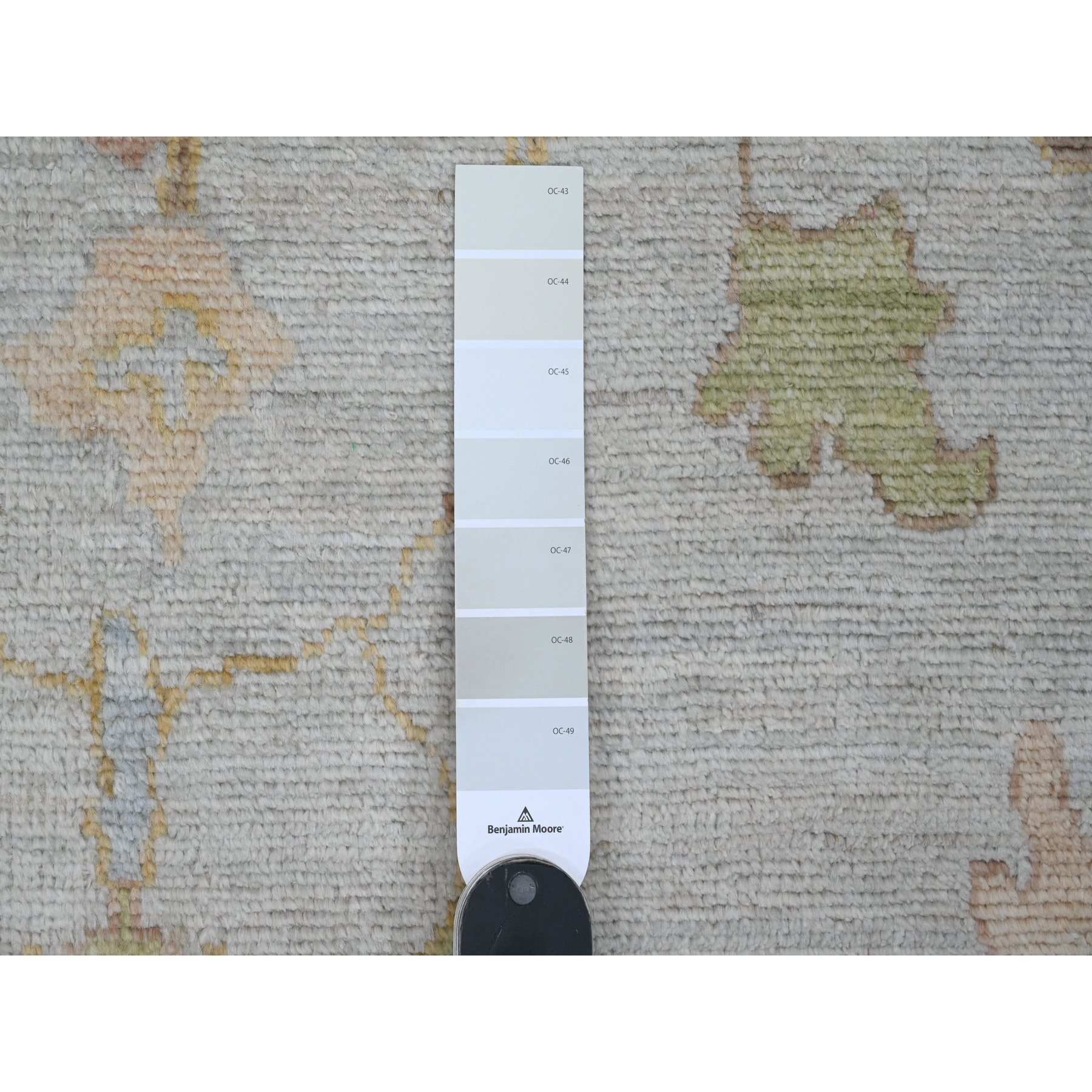 9'2"x12' Bone White, Afghan Angora Oushak with All Over Leaf Design, Hand Knotted, 100% Wool, Veggie Dyes, Oriental Rug Sh20193