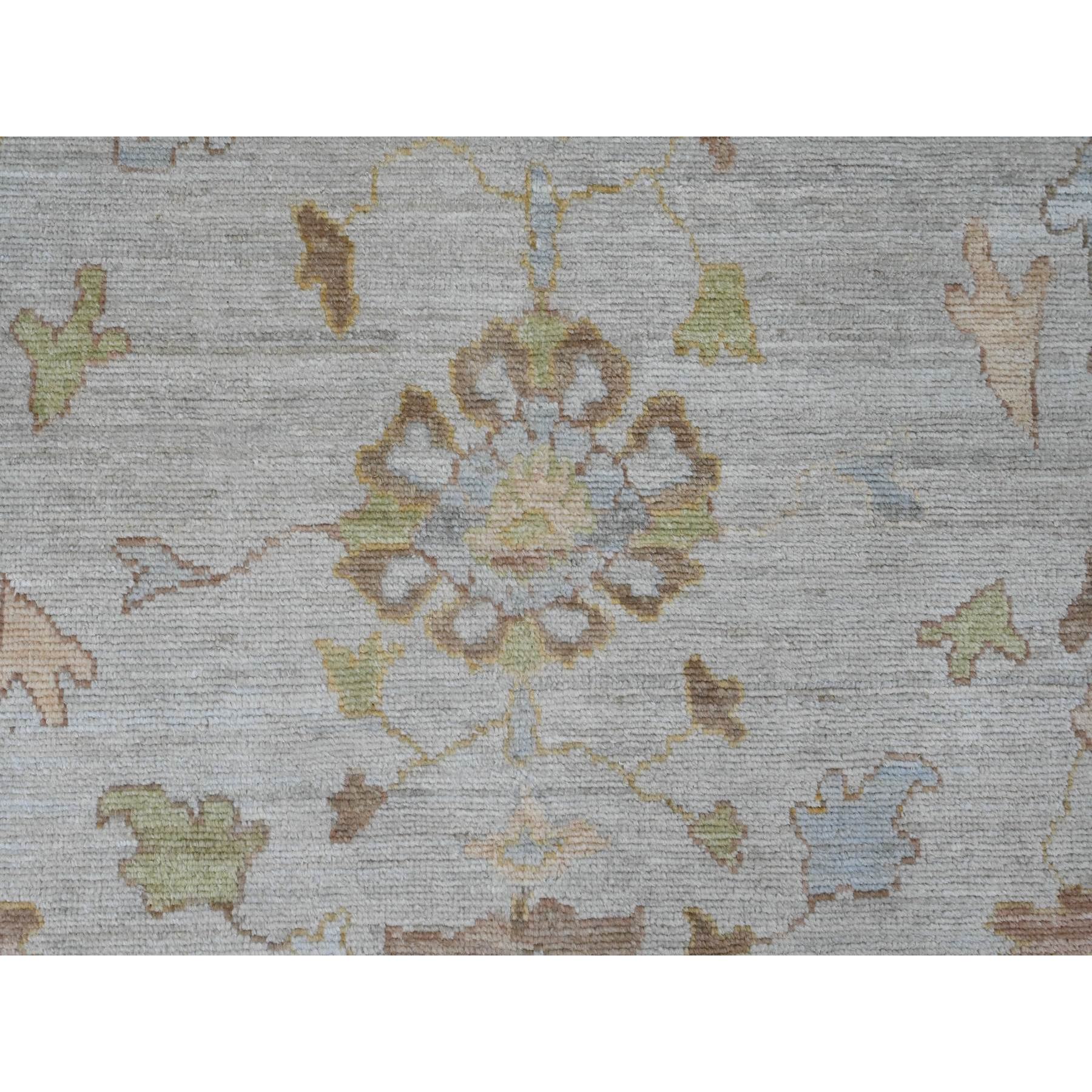 9'2"x12' Bone White, Afghan Angora Oushak with All Over Leaf Design, Hand Knotted, 100% Wool, Veggie Dyes, Oriental Rug Sh20193