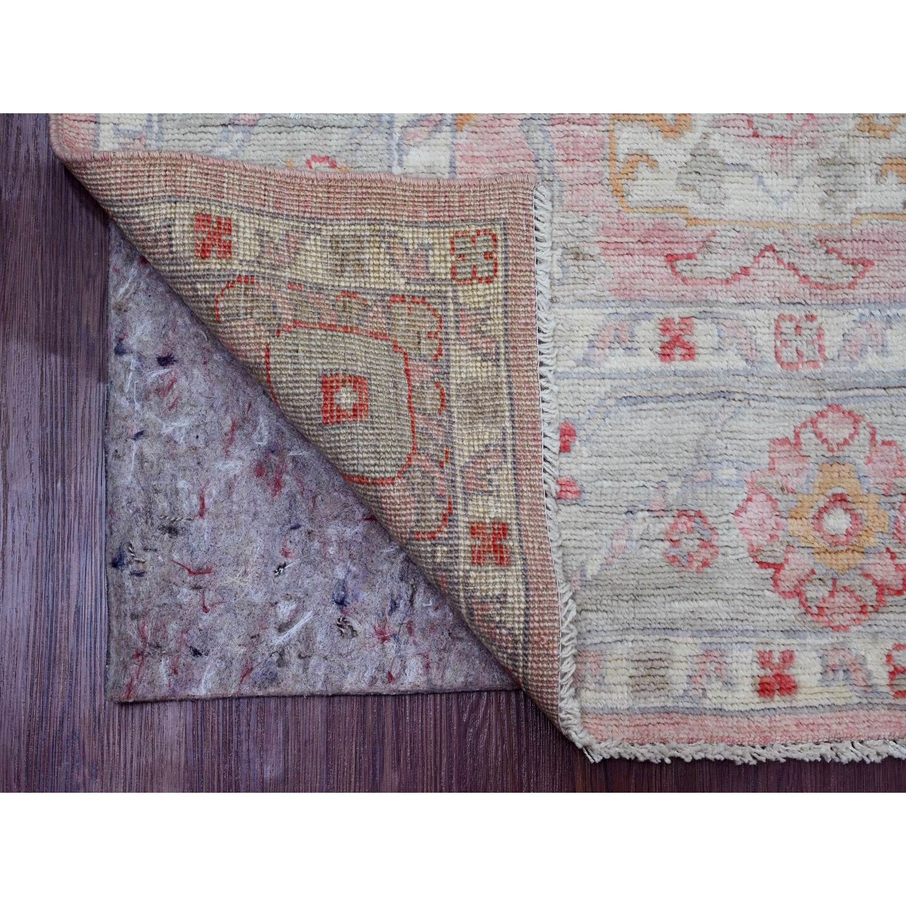6'x9'1" Pastel Pink, Afghan Angora Oushak with All Over Leaf Design, Hand Knotted, Natural Dyes, 100% Wool, Oriental Rug Sh20195