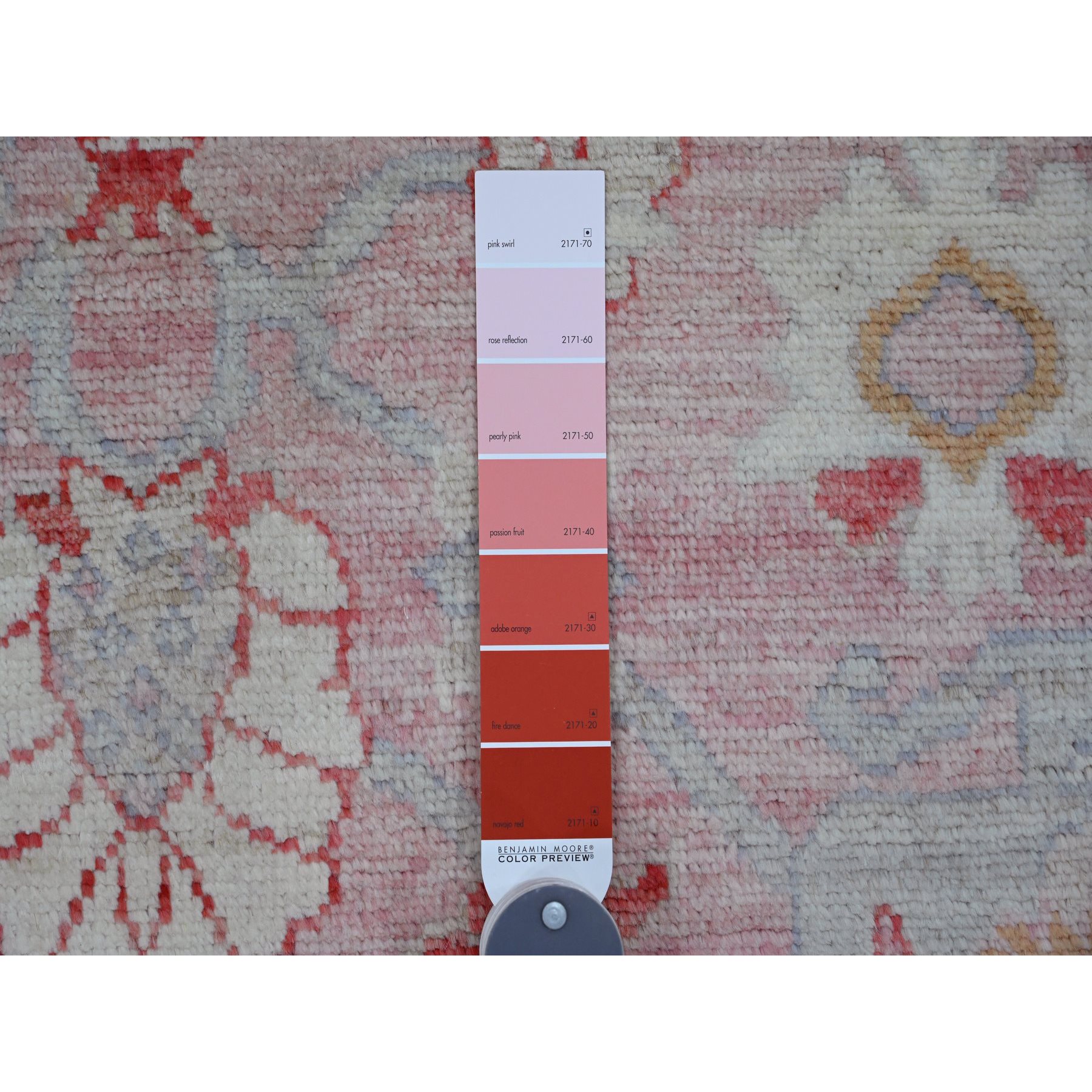 6'x9'1" Pastel Pink, Afghan Angora Oushak with All Over Leaf Design, Hand Knotted, Natural Dyes, 100% Wool, Oriental Rug Sh20195
