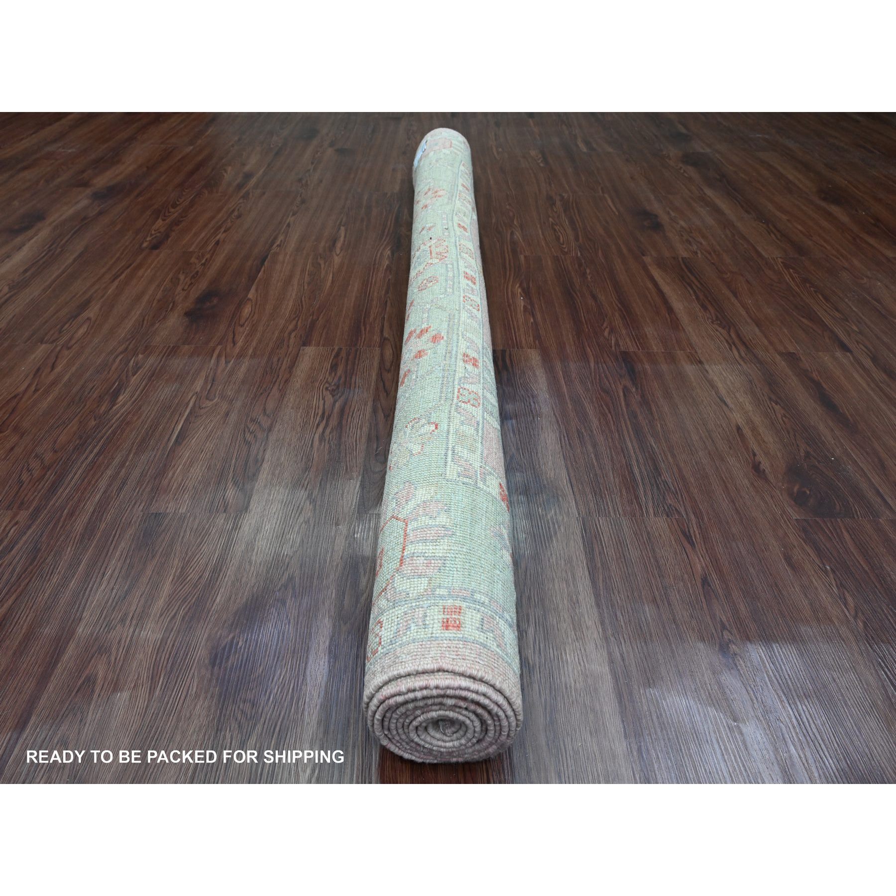 6'x9'1" Pastel Pink, Afghan Angora Oushak with All Over Leaf Design, Hand Knotted, Natural Dyes, 100% Wool, Oriental Rug Sh20195