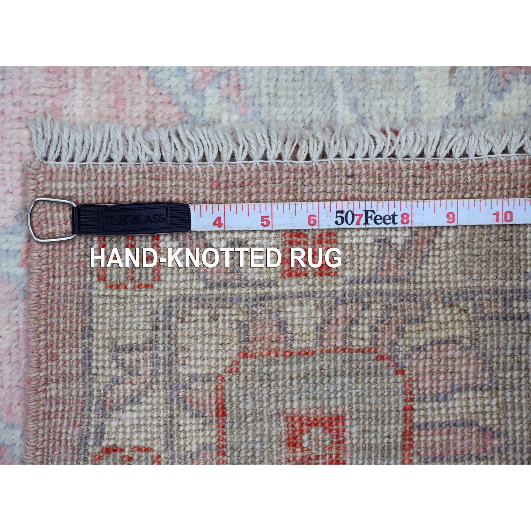 6'x9'1" Pastel Pink, Afghan Angora Oushak with All Over Leaf Design, Hand Knotted, Natural Dyes, 100% Wool, Oriental Rug Sh20195