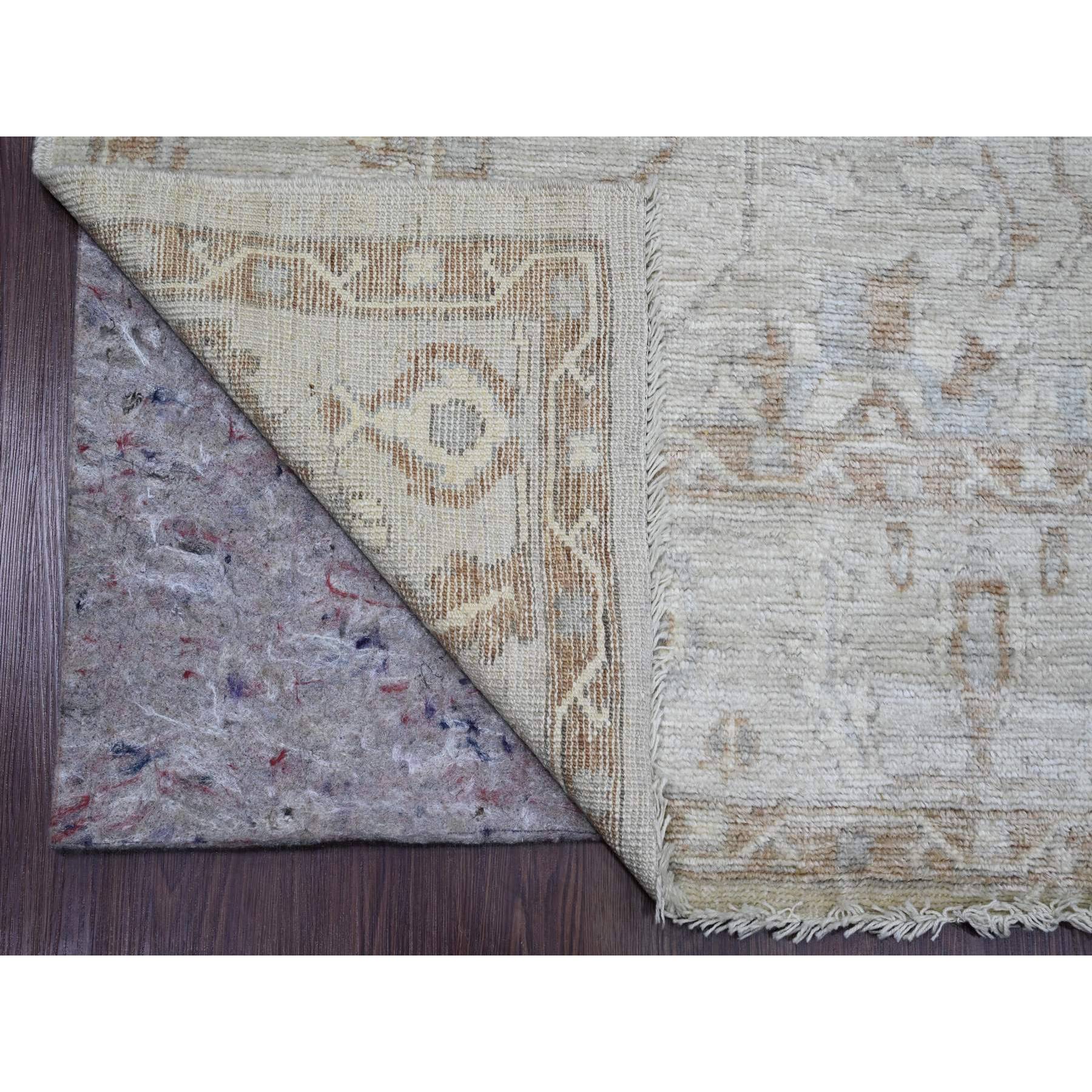 6'1"x8'10" Medium Gray, Afghan Angora Oushak with All Over Vines Design, Hand Knotted, Vegetable Dyes, 100% Wool, Oriental Rug Sh20197