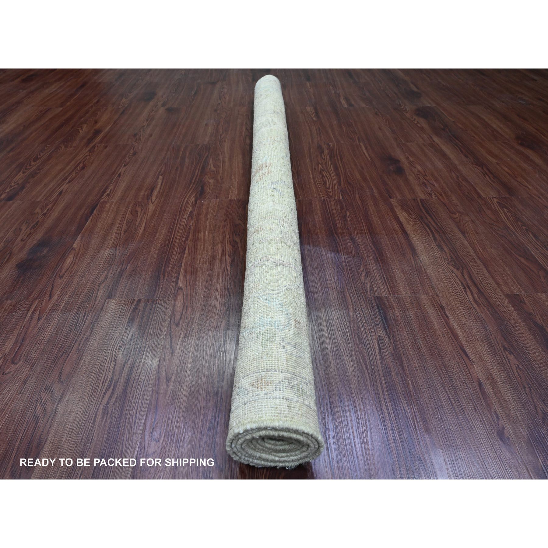 6'2"x6'2" Laurel Green, Afghan Angora Oushak with Floral Pattern, Hand Knotted, Vegetable Dyes, 100% Wool, Square, Oriental Rug Sh20198