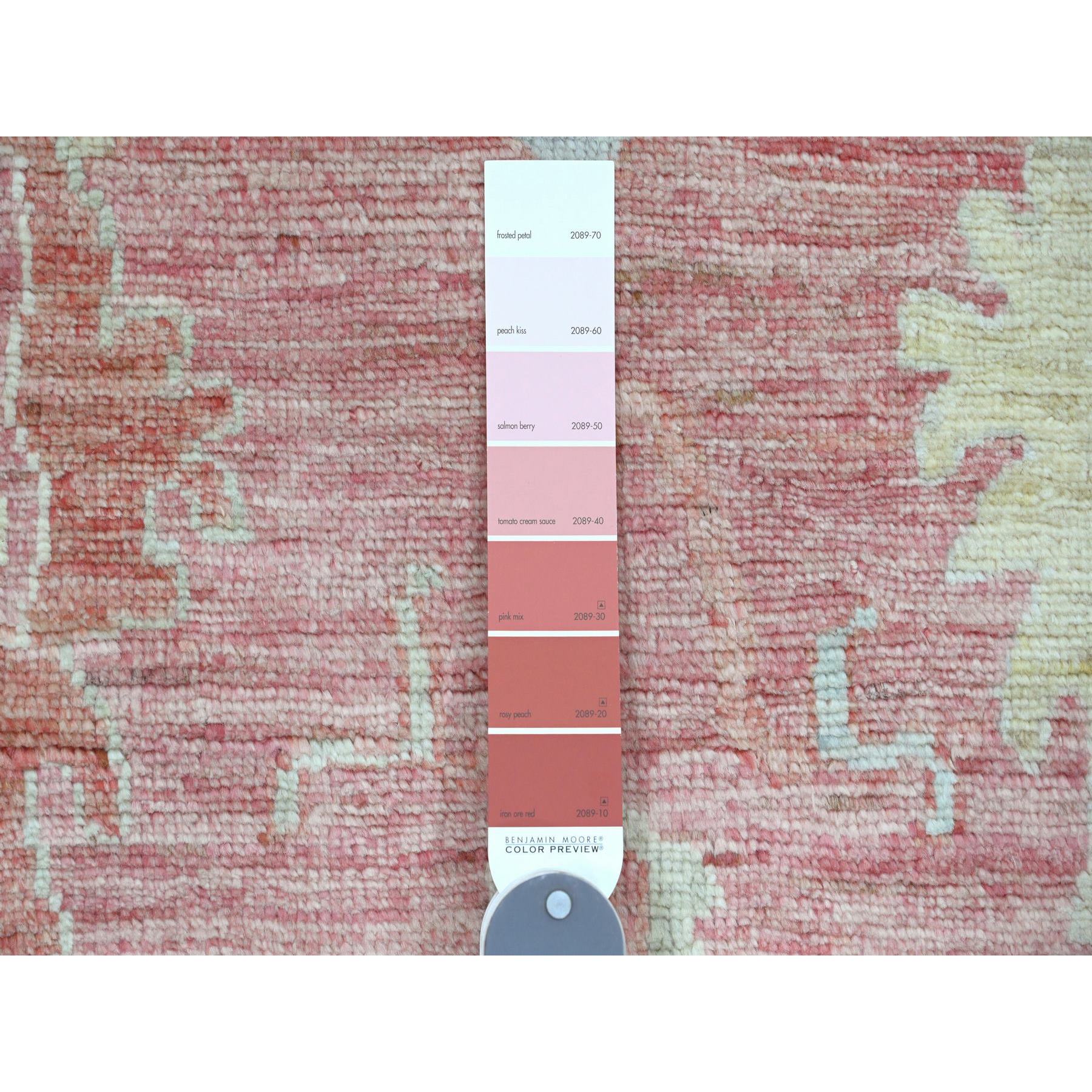 5'9"x8'9" Rouge Pink, Hand Knotted, Afghan Angora Oushak with Large Leaf Design, Veggie Dyes, 100% Wool, Oriental Rug Sh20199