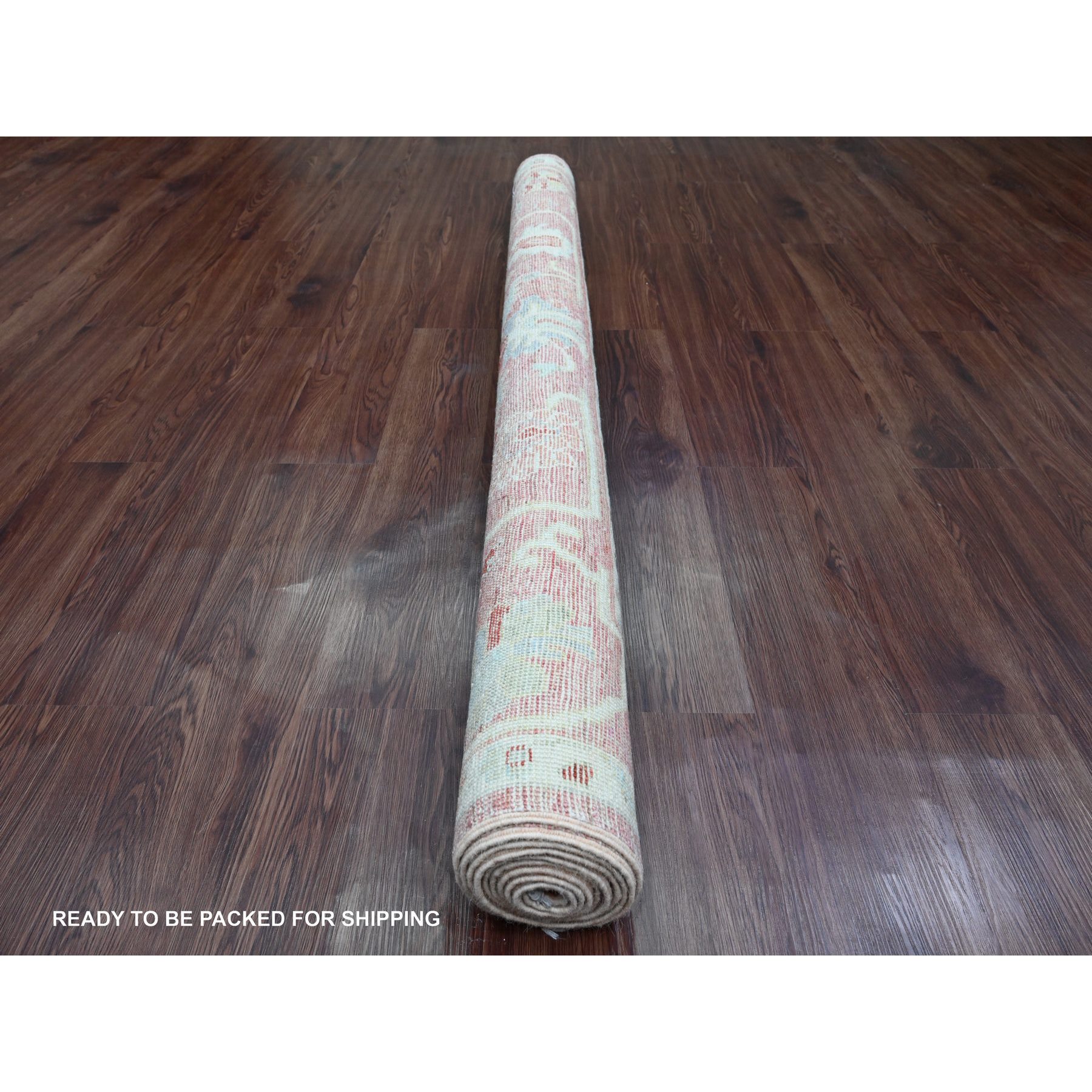 5'9"x8'9" Rouge Pink, Hand Knotted, Afghan Angora Oushak with Large Leaf Design, Veggie Dyes, 100% Wool, Oriental Rug Sh20199