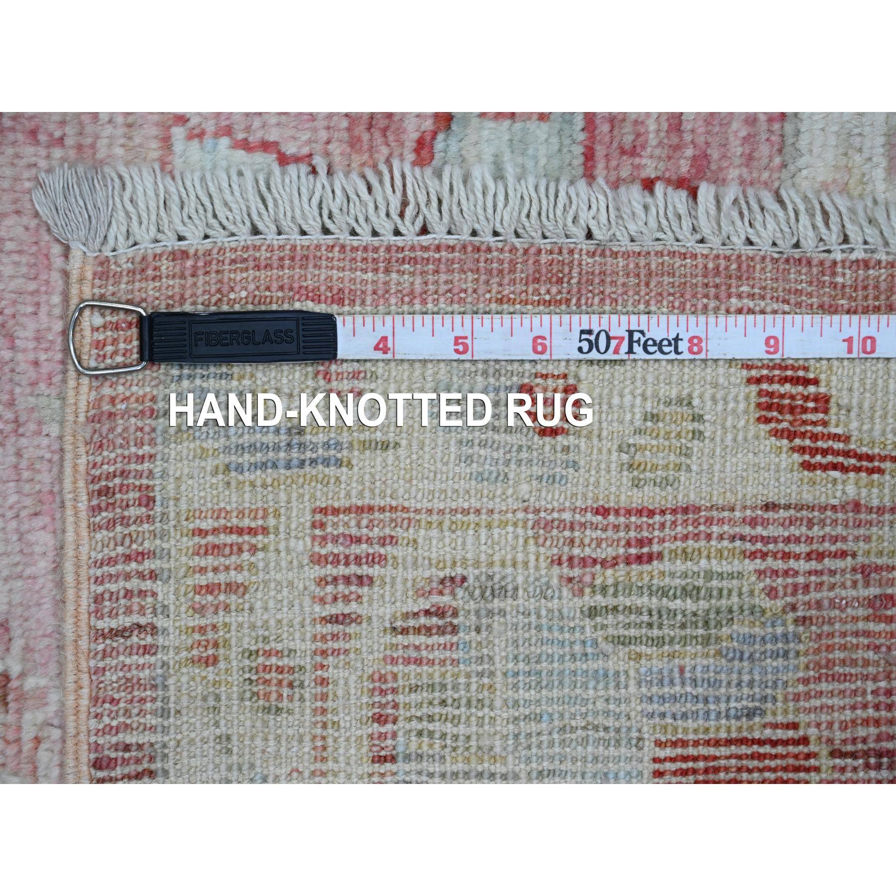 5'9"x8'9" Rouge Pink, Hand Knotted, Afghan Angora Oushak with Large Leaf Design, Veggie Dyes, 100% Wool, Oriental Rug Sh20199