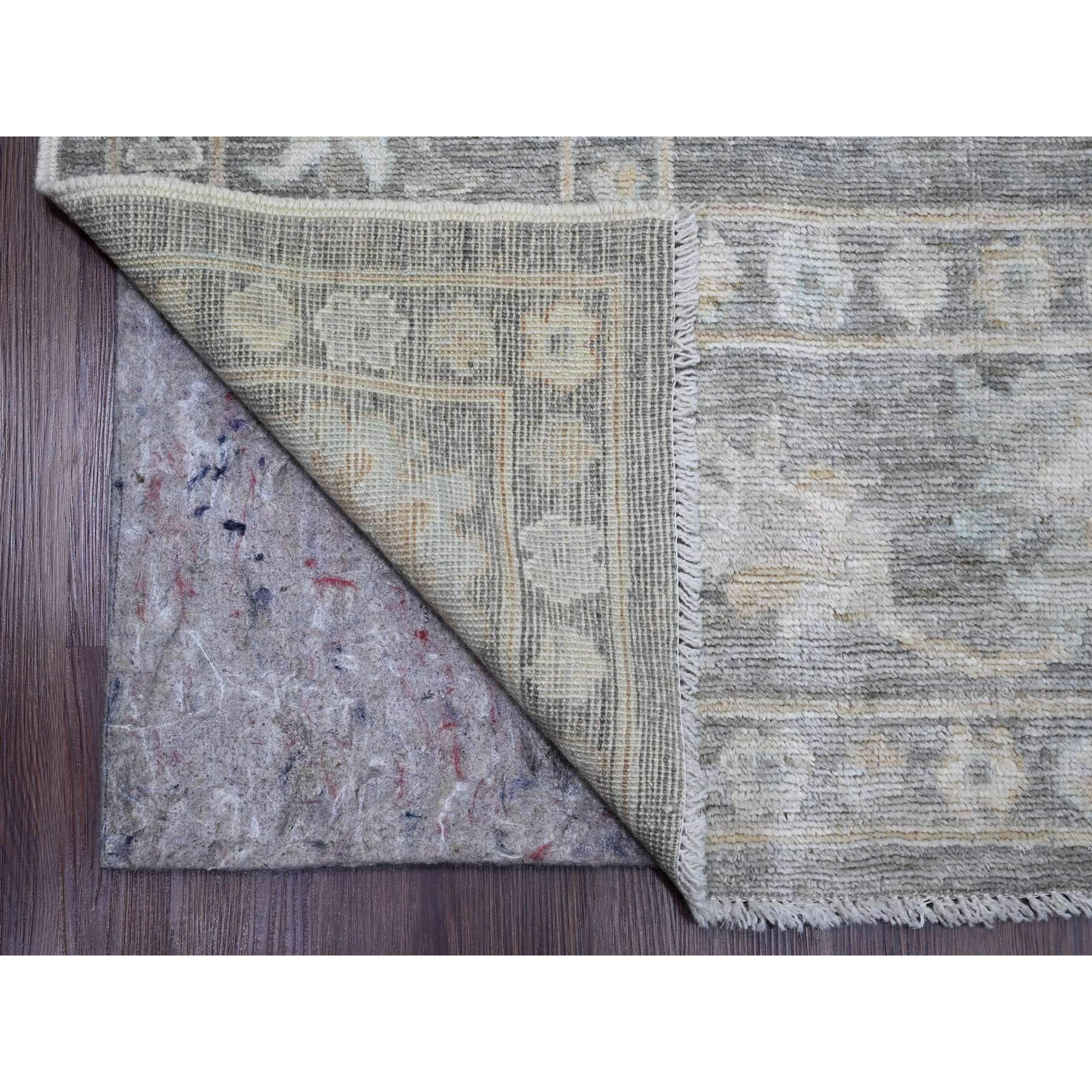 8'10"x11'10" Nevada Gray, Afghan Angora Oushak with Floral Pattern, Hand Knotted, Natural Dyes, 100% Wool, Oriental Rug Sh20205