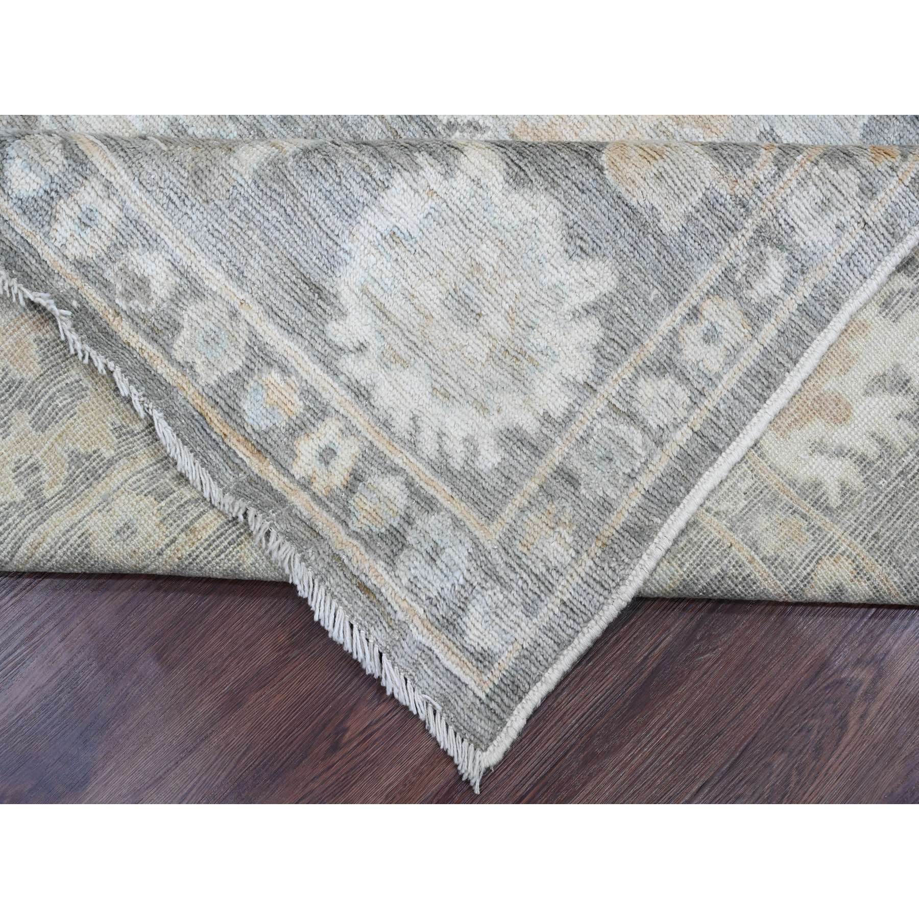 8'10"x11'10" Nevada Gray, Afghan Angora Oushak with Floral Pattern, Hand Knotted, Natural Dyes, 100% Wool, Oriental Rug Sh20205