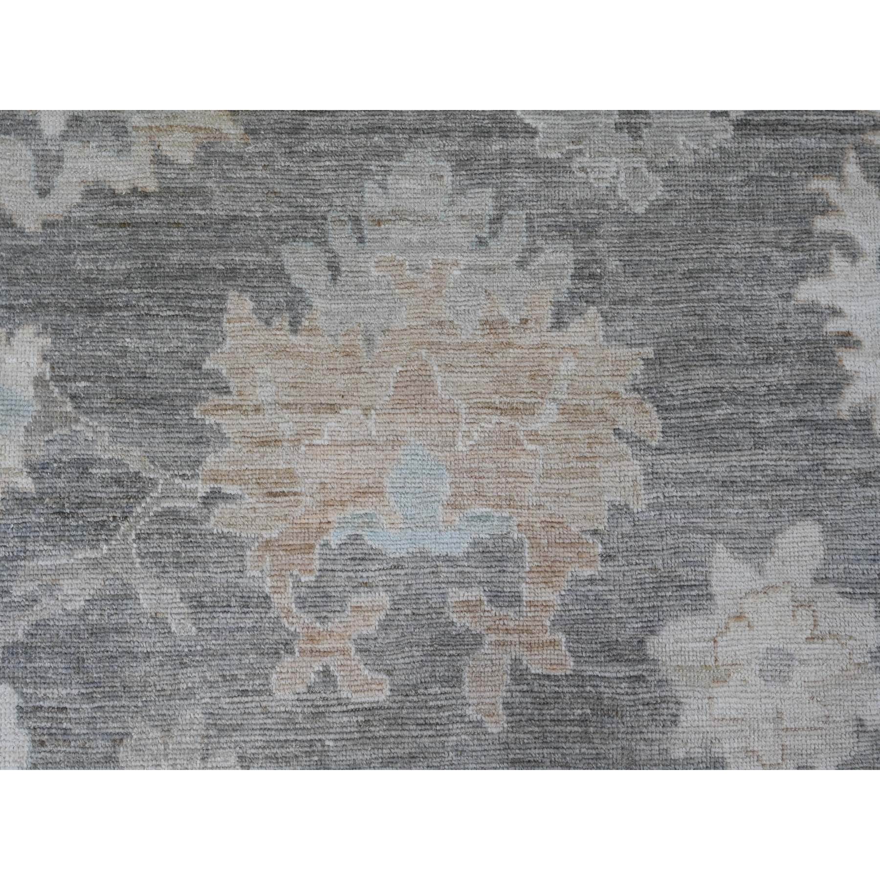 8'10"x11'10" Nevada Gray, Afghan Angora Oushak with Floral Pattern, Hand Knotted, Natural Dyes, 100% Wool, Oriental Rug Sh20205