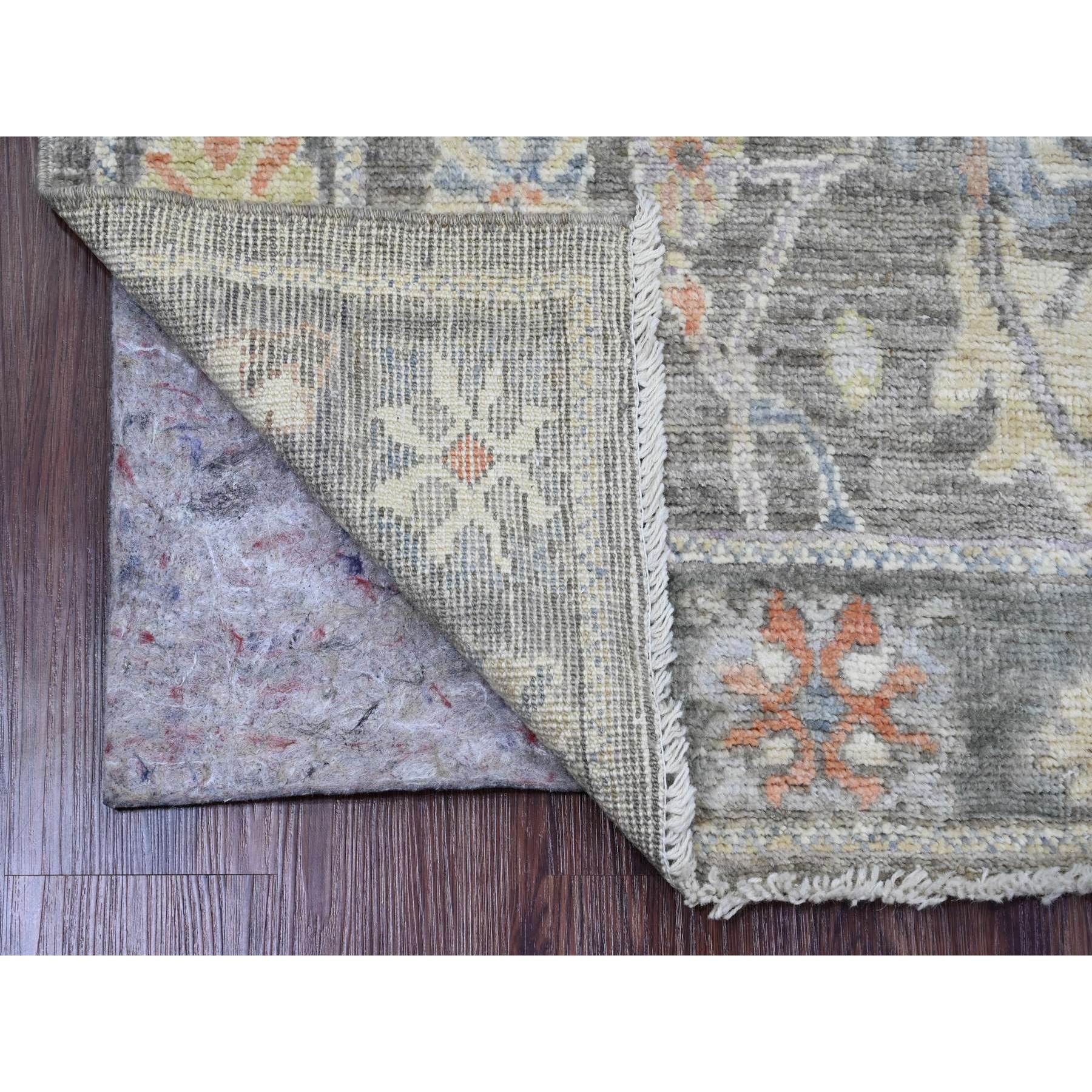 2'10"x5'10" Coffee Brown, Afghan Angora Oushak with Large Leaf Design, Hand Knotted, 100% Wool, Vegetable Dyes, Runner, Oriental Rug Sh20218