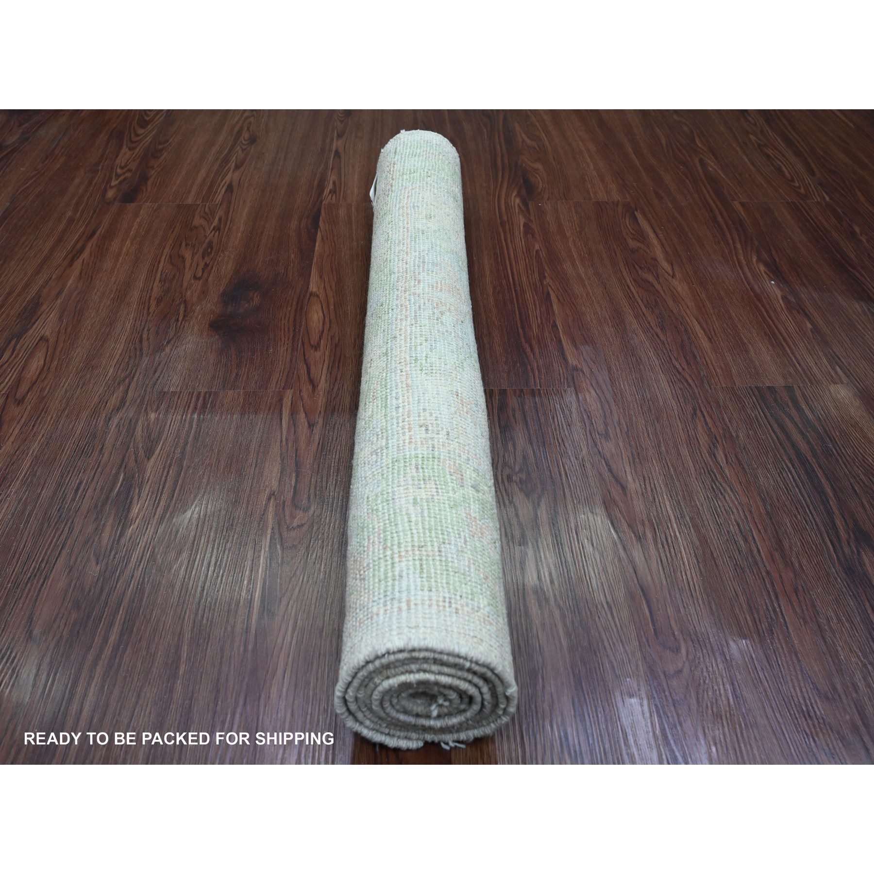 2'10"x5'8" Bone White, Hand Knotted, Afghan Angora Oushak with Leaf Design, Natural Dyes, 100% Wool, Runner, Oriental Rug Sh20219