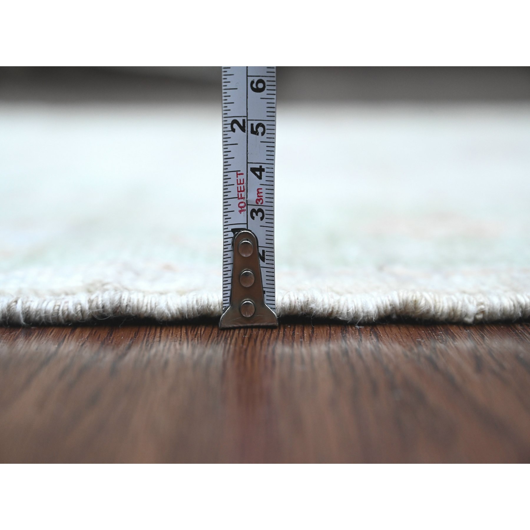 2'10"x5'8" Bone White, Hand Knotted, Afghan Angora Oushak with Leaf Design, Natural Dyes, 100% Wool, Runner, Oriental Rug Sh20219