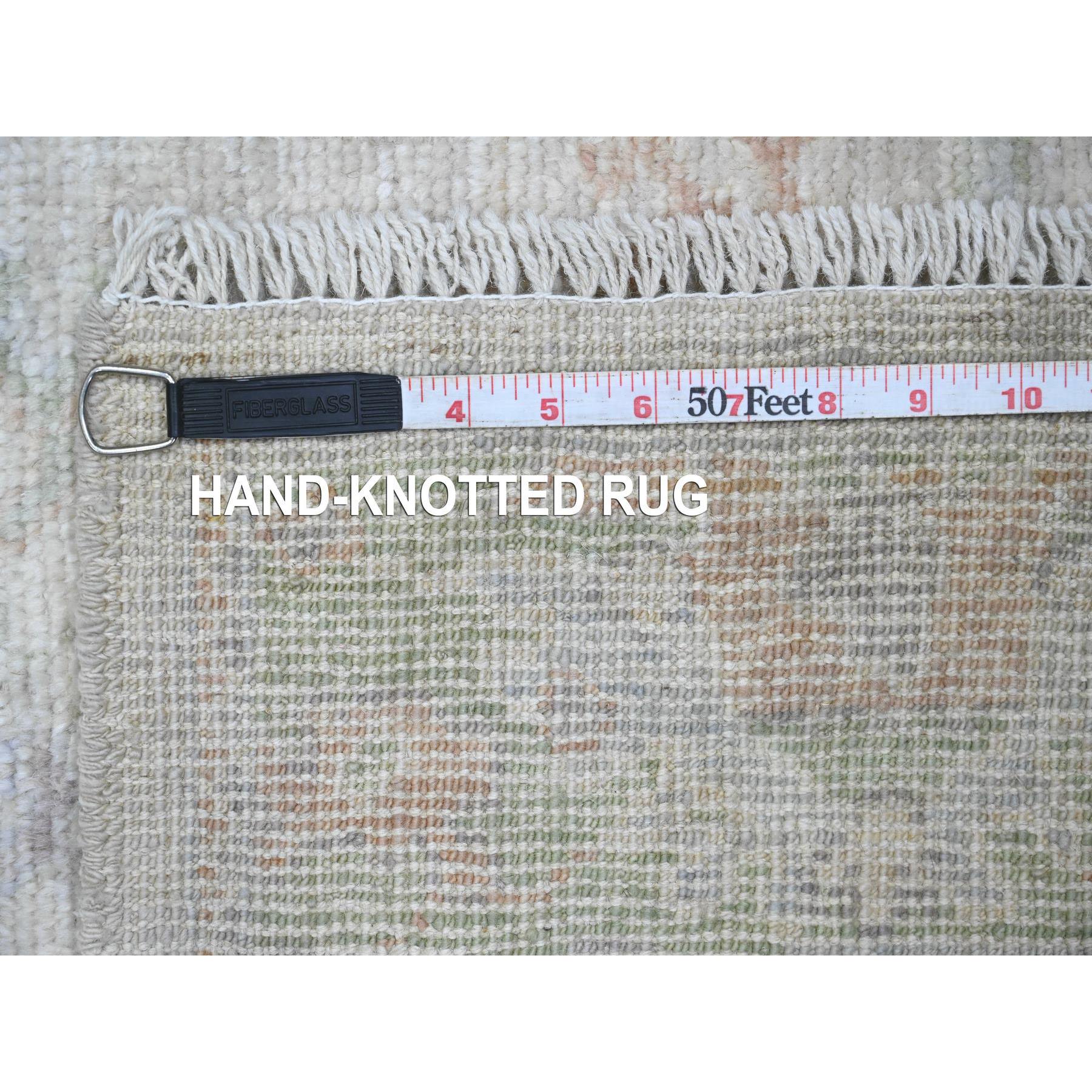 2'10"x5'8" Bone White, Hand Knotted, Afghan Angora Oushak with Leaf Design, Natural Dyes, 100% Wool, Runner, Oriental Rug Sh20219