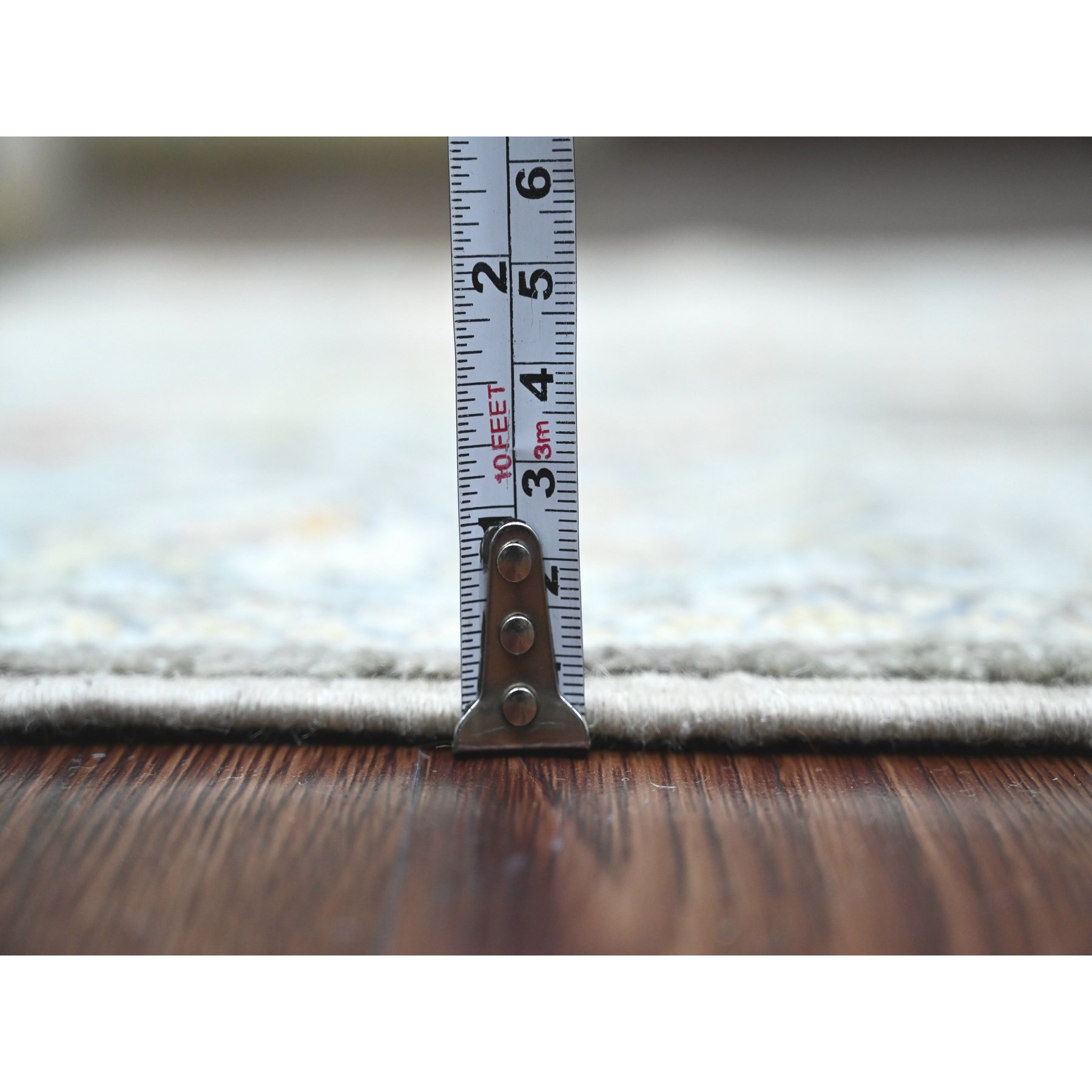 2'9"x10'3" Dim Gray, Hand Knotted, Afghan Angora Oushak with Soft Color Leaf Design, Vegetable Dyes, 100% Wool, Runner, Oriental Rug Sh20221