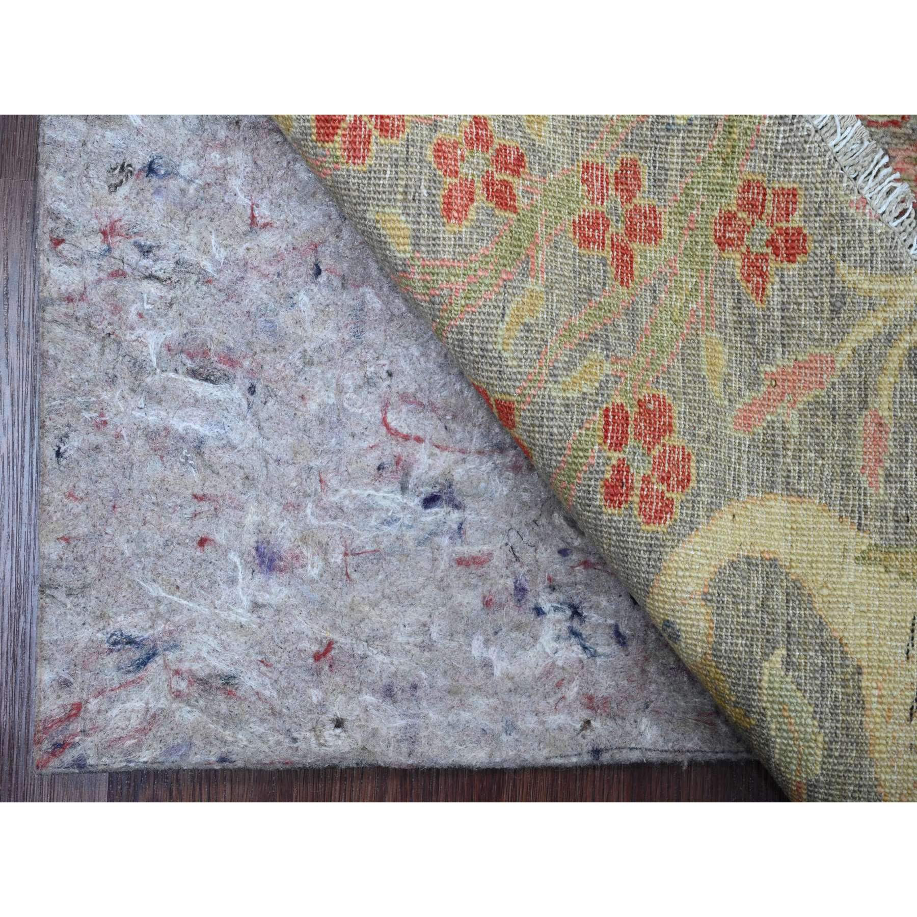 9'9"x9'9" Spanish Gray, Afghan Peshawar with Birds of Paradise Design, Hand Knotted, Soft Wool, Natural Dyes, Round, Oriental Rug Sh20234