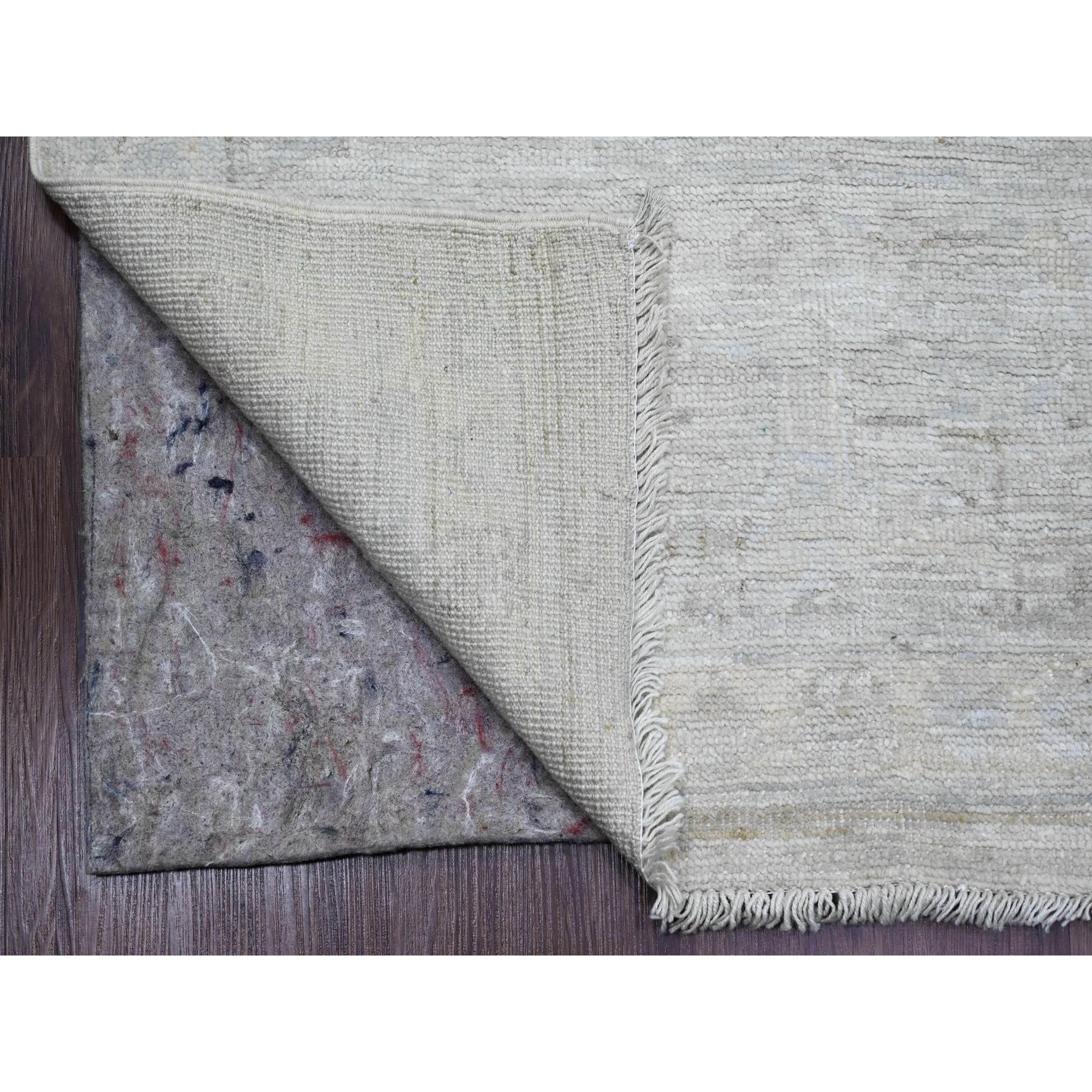 8'9"x12'7" Pastel Gray, Hand Knotted, Afghan Angora Oushak with Faded Leaf Design, Vegetable Dyes, 100% Wool, Oriental Rug Sh20236