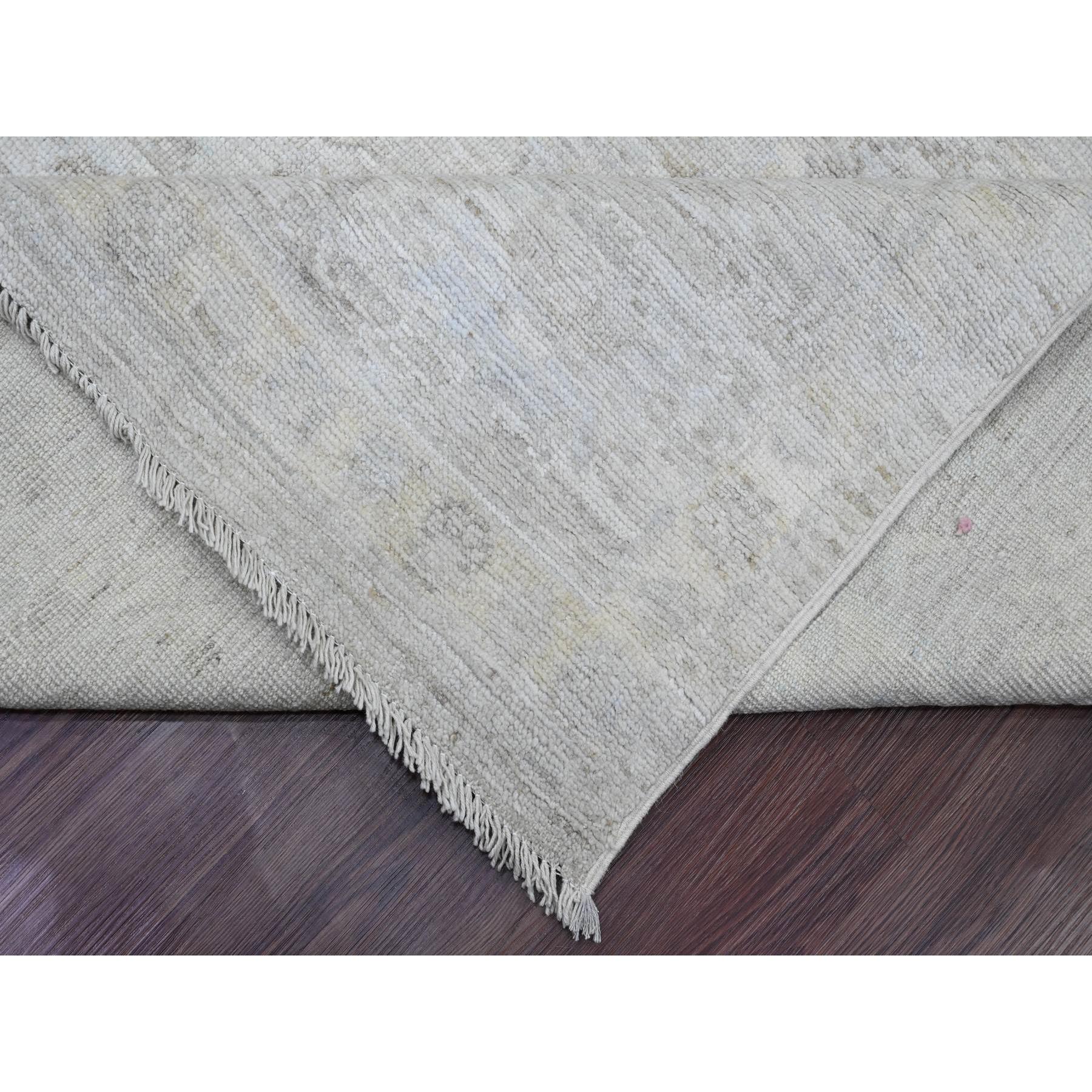 8'9"x12'7" Pastel Gray, Hand Knotted, Afghan Angora Oushak with Faded Leaf Design, Vegetable Dyes, 100% Wool, Oriental Rug Sh20236