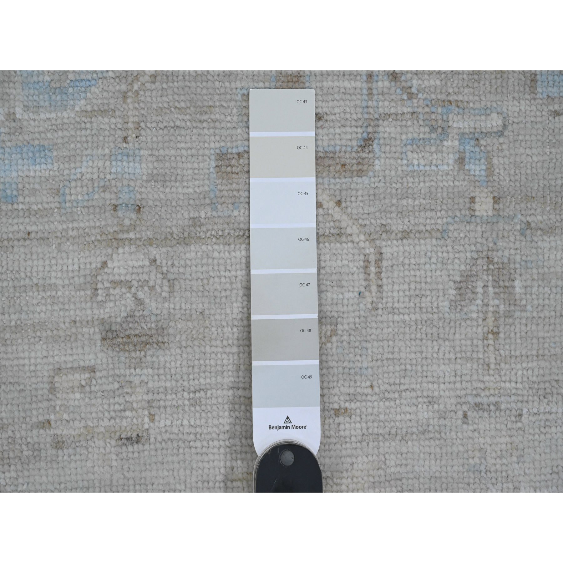 8'9"x12'7" Pastel Gray, Hand Knotted, Afghan Angora Oushak with Faded Leaf Design, Vegetable Dyes, 100% Wool, Oriental Rug Sh20236