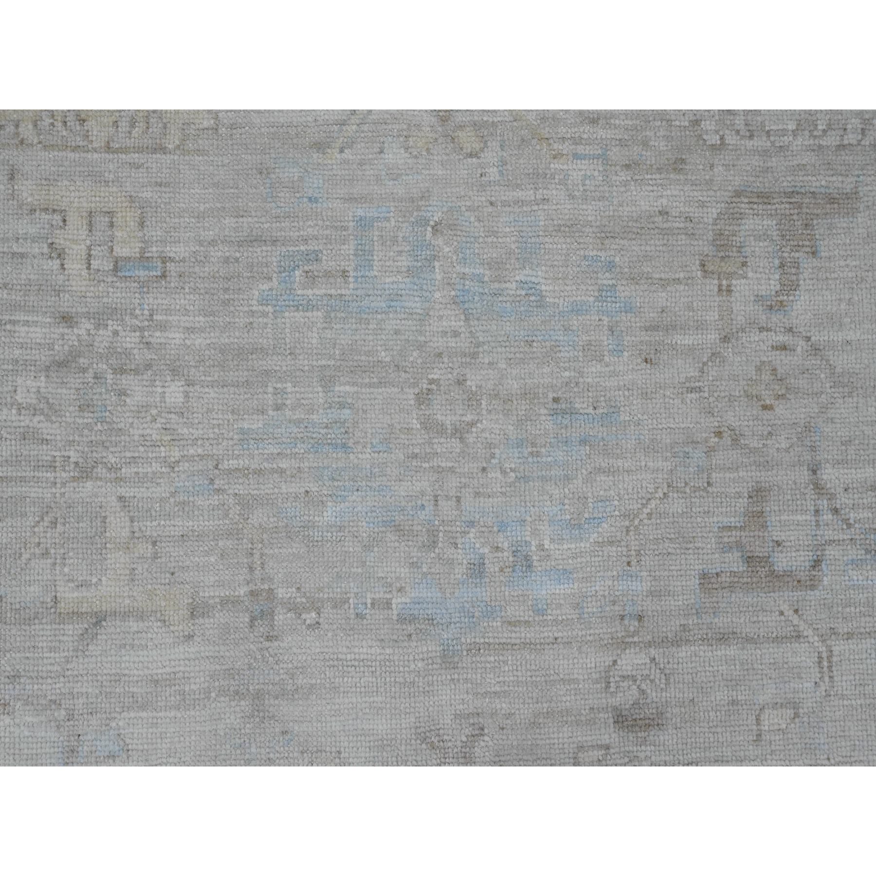 8'9"x12'7" Pastel Gray, Hand Knotted, Afghan Angora Oushak with Faded Leaf Design, Vegetable Dyes, 100% Wool, Oriental Rug Sh20236