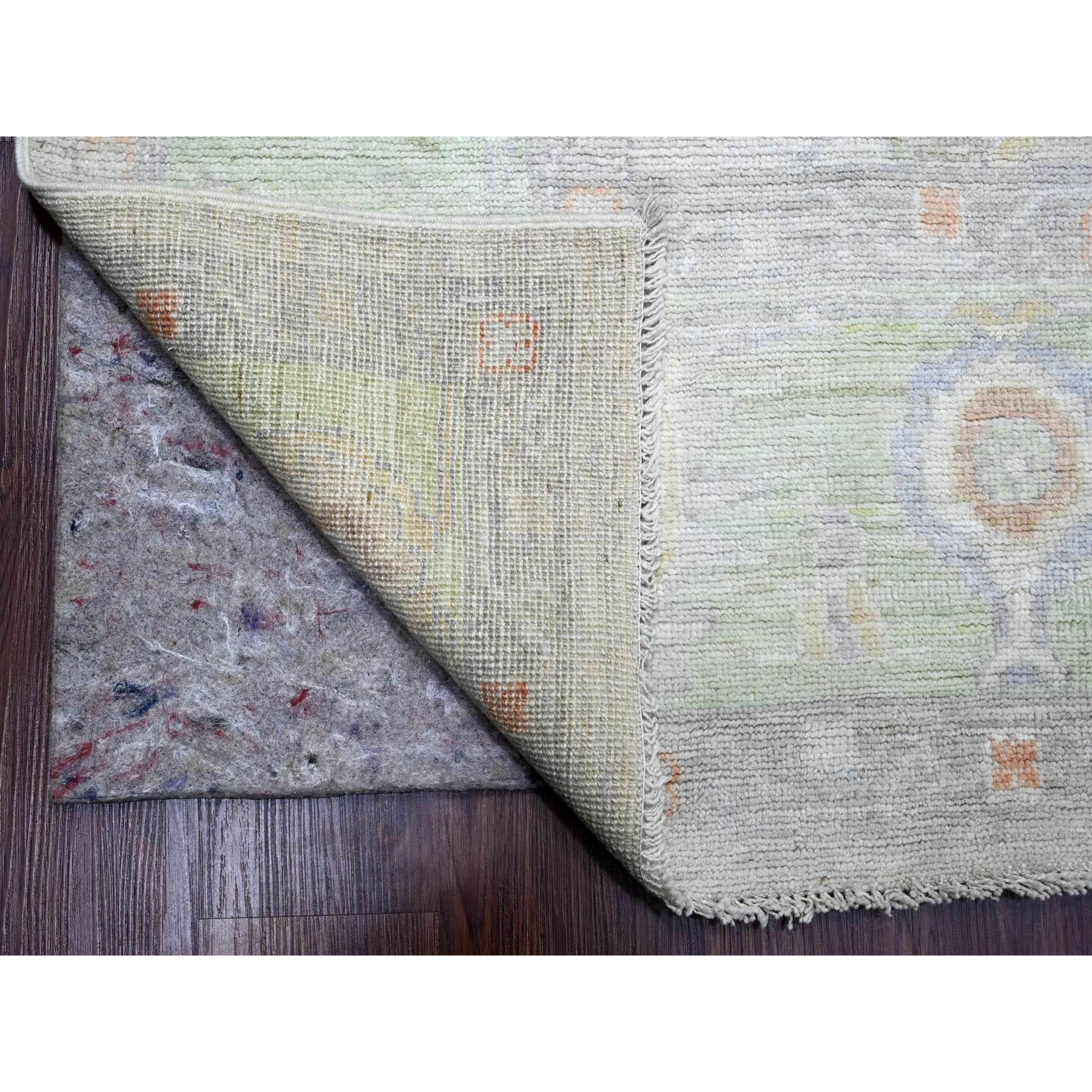 9'7"x13'6" Chiffon White, Afghan Angora Oushak with All Over Vines Design, Natural Dyes, 100% Wool, Hand Knotted, Oriental Rug Sh20238