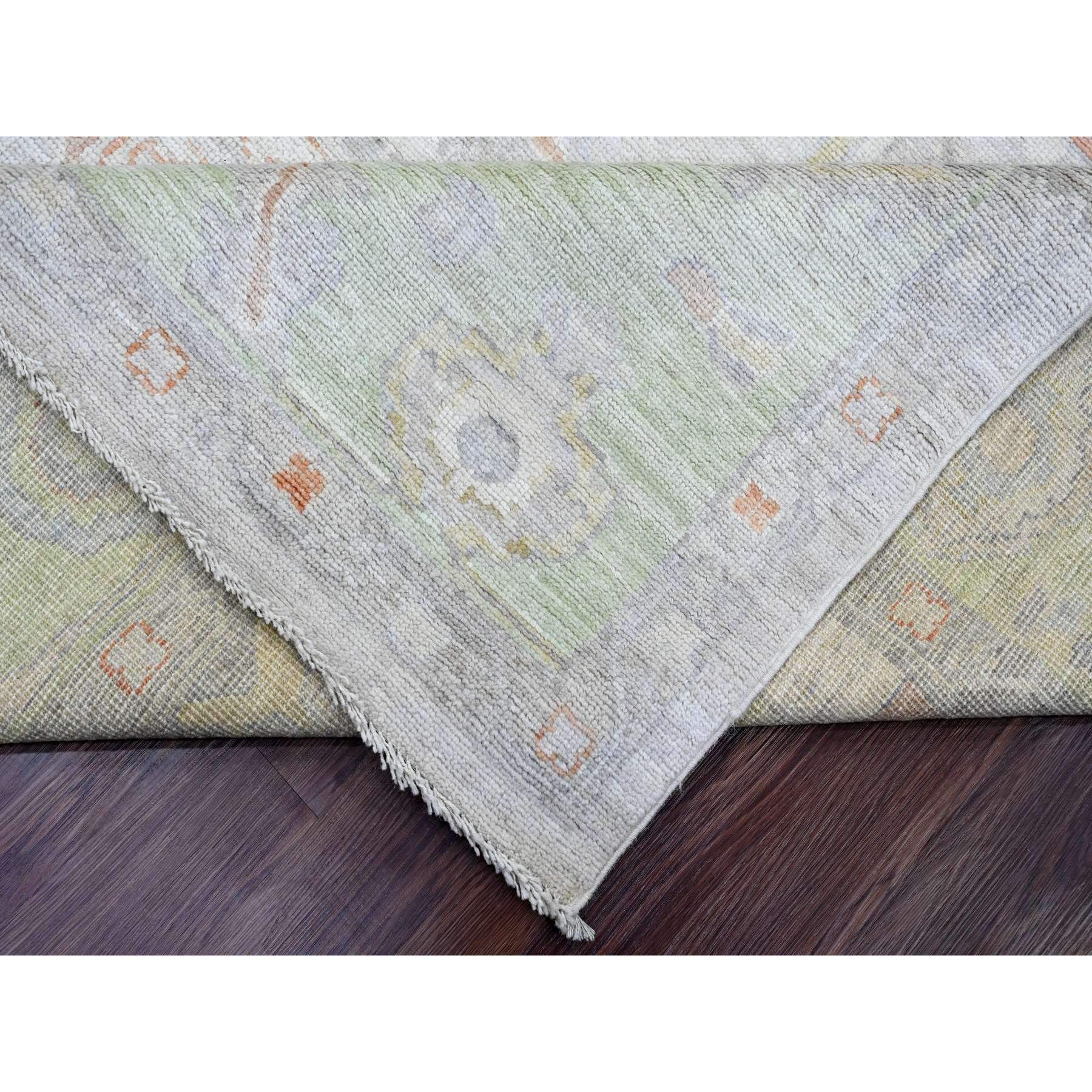 9'7"x13'6" Chiffon White, Afghan Angora Oushak with All Over Vines Design, Natural Dyes, 100% Wool, Hand Knotted, Oriental Rug Sh20238