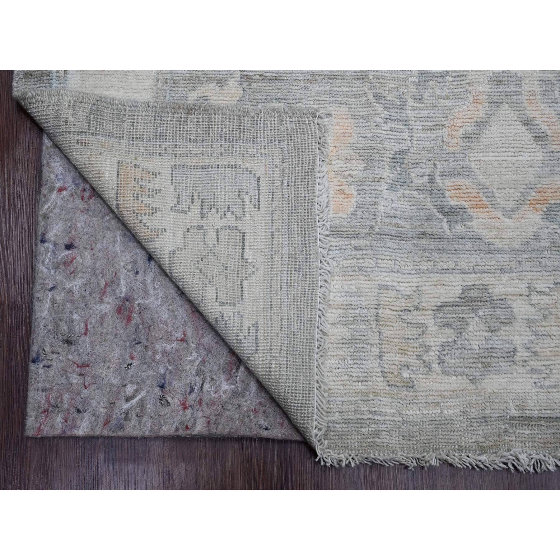 9'x12'6"Nickel Gray, Afghan Angora Oushak with All Over Leaf Design, Vegetable Dyes, 100% Wool, Hand Knotted, Oriental Rug Sh20240