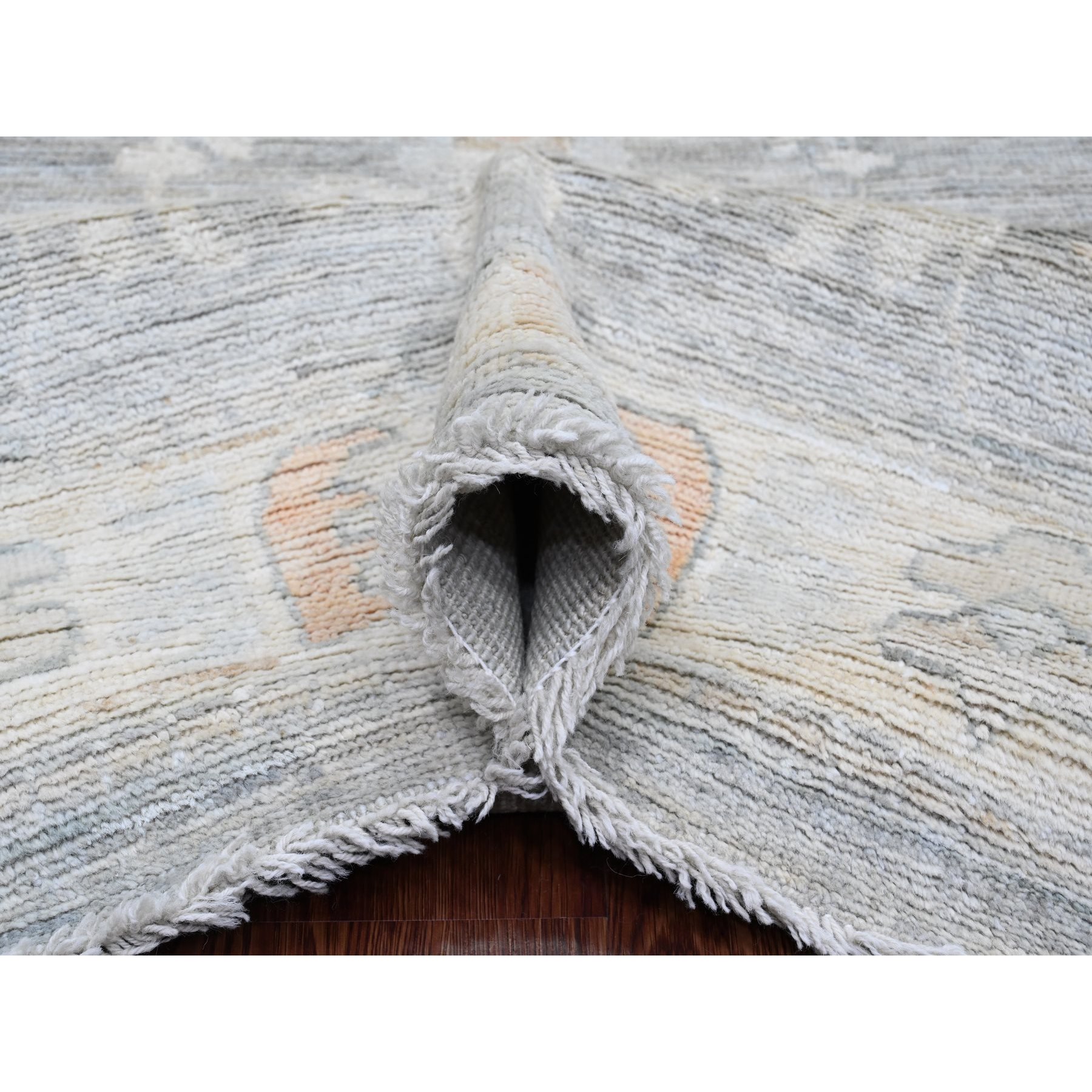 9'x12'6"Nickel Gray, Afghan Angora Oushak with All Over Leaf Design, Vegetable Dyes, 100% Wool, Hand Knotted, Oriental Rug Sh20240