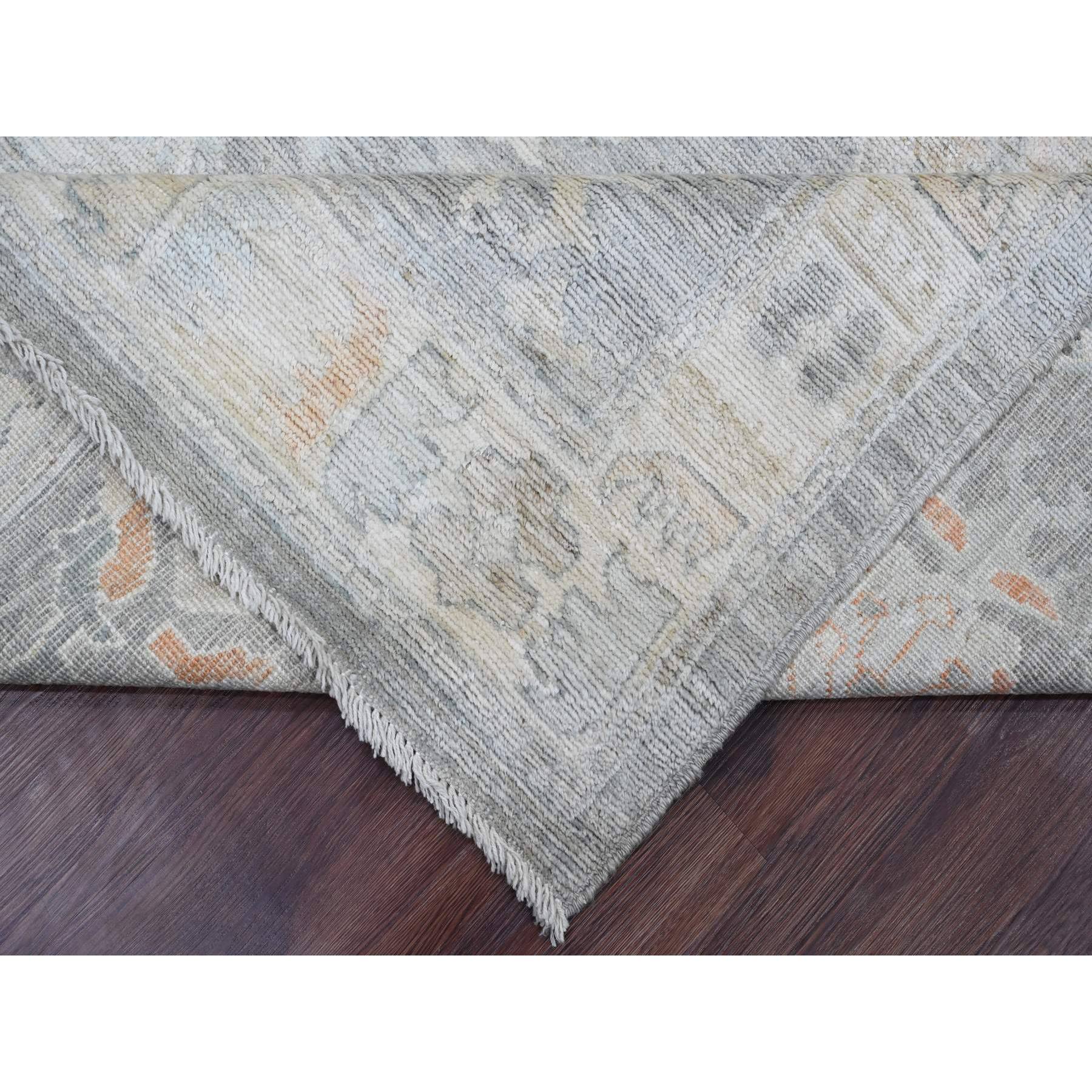 9'x12'6"Nickel Gray, Afghan Angora Oushak with All Over Leaf Design, Vegetable Dyes, 100% Wool, Hand Knotted, Oriental Rug Sh20240