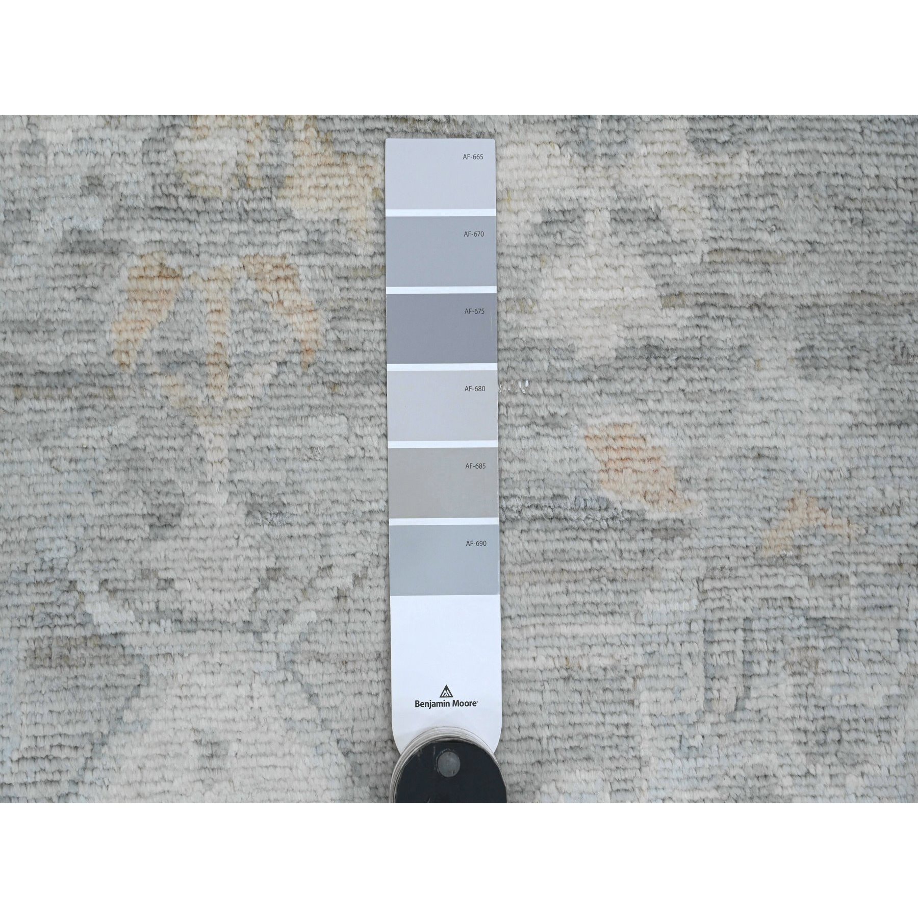 9'x12'6"Nickel Gray, Afghan Angora Oushak with All Over Leaf Design, Vegetable Dyes, 100% Wool, Hand Knotted, Oriental Rug Sh20240