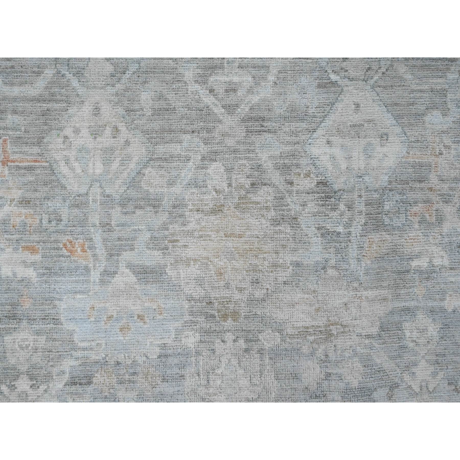 9'x12'6"Nickel Gray, Afghan Angora Oushak with All Over Leaf Design, Vegetable Dyes, 100% Wool, Hand Knotted, Oriental Rug Sh20240