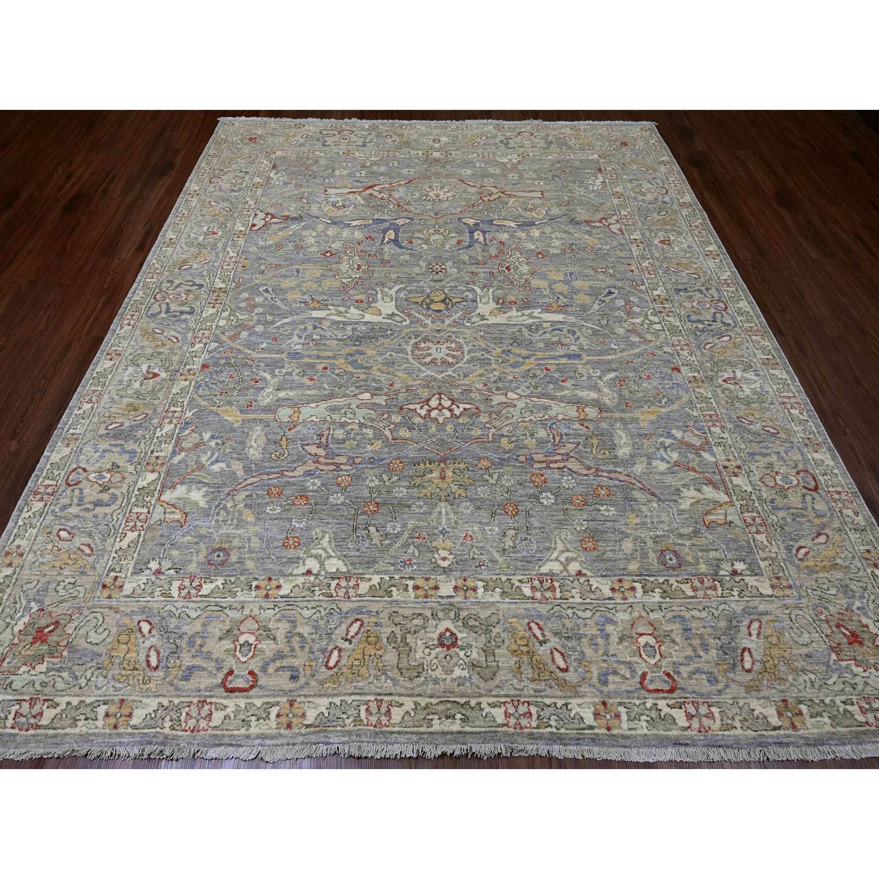 8'x9'7" Jet Gray, Peshawar with Bijar Garus Design, High Mountain Wool, Hand Knotted, Vegetable Dyes, Densely Woven, Oriental Rug Sh20243