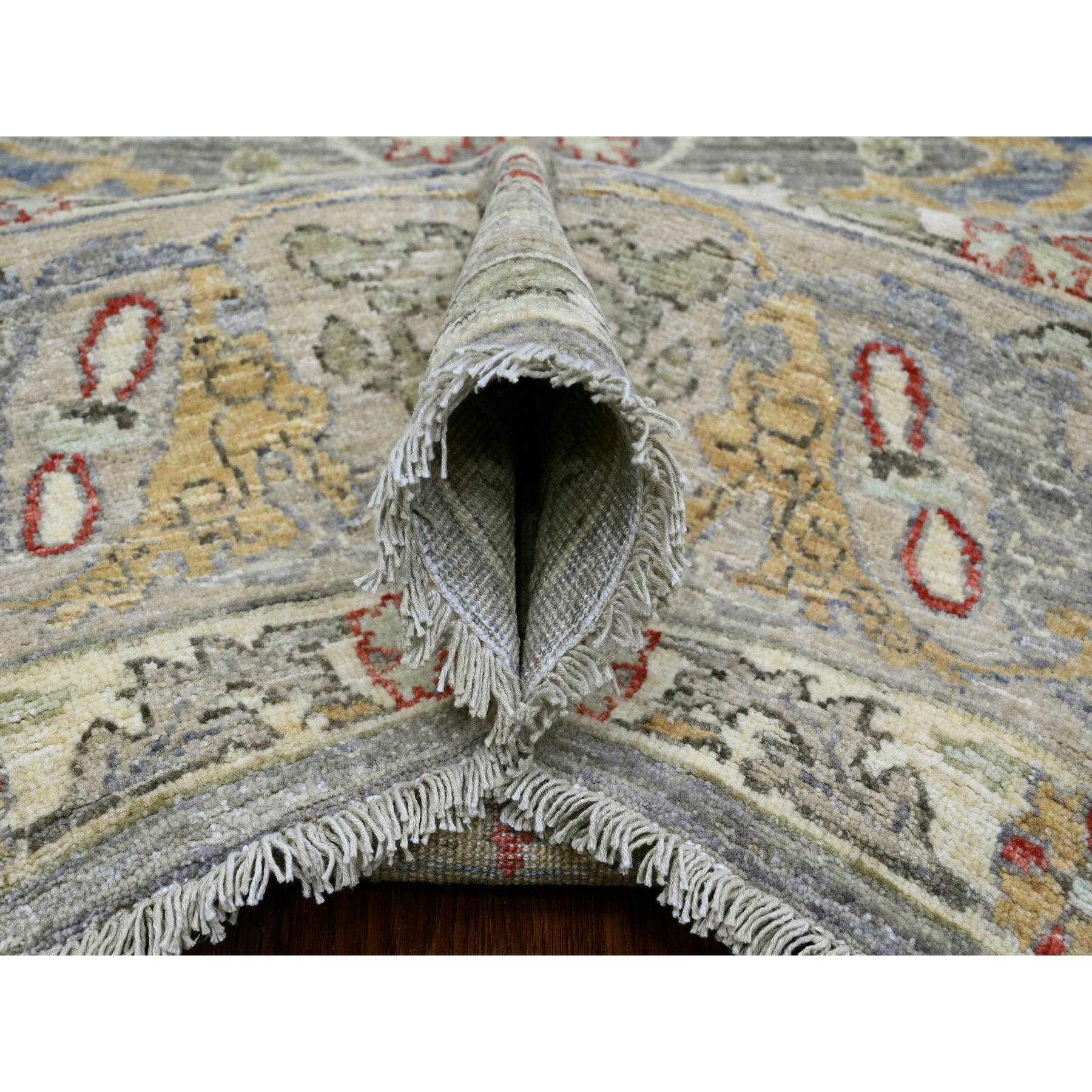 8'x9'7" Jet Gray, Peshawar with Bijar Garus Design, High Mountain Wool, Hand Knotted, Vegetable Dyes, Densely Woven, Oriental Rug Sh20243